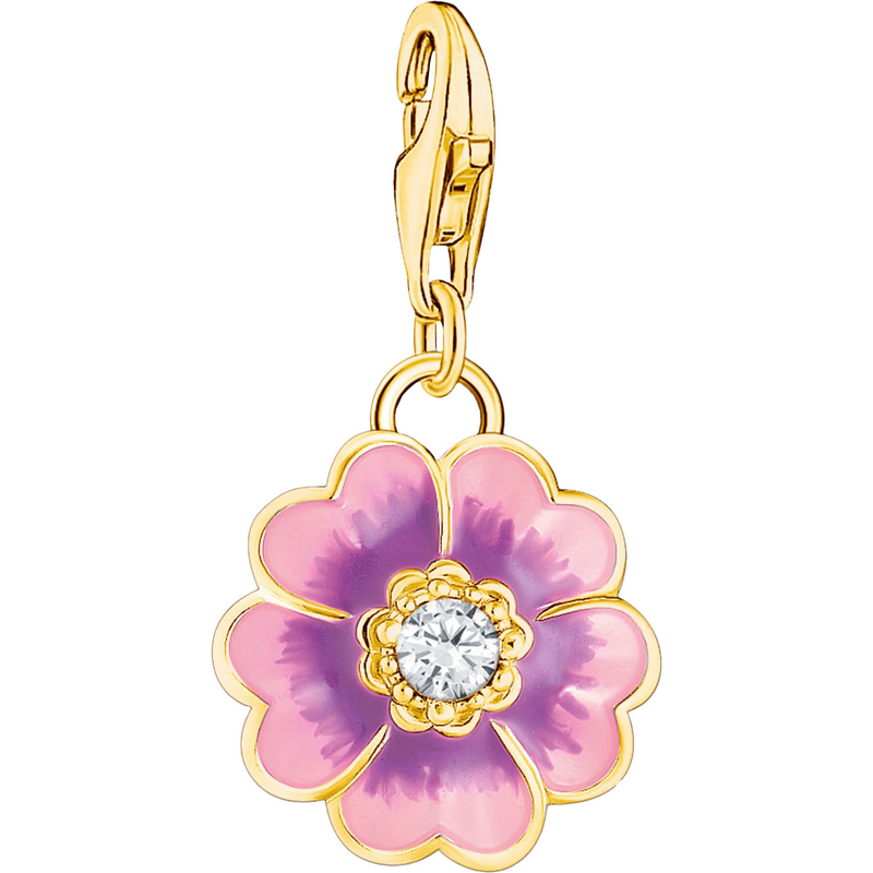 THOMAS SABO Charm-Einhänger »Charm Flower« mit Zirkonia (synth.) oder Glas-Keramik Stein gelbgoldfarben-weiß + weiß Charm Flower