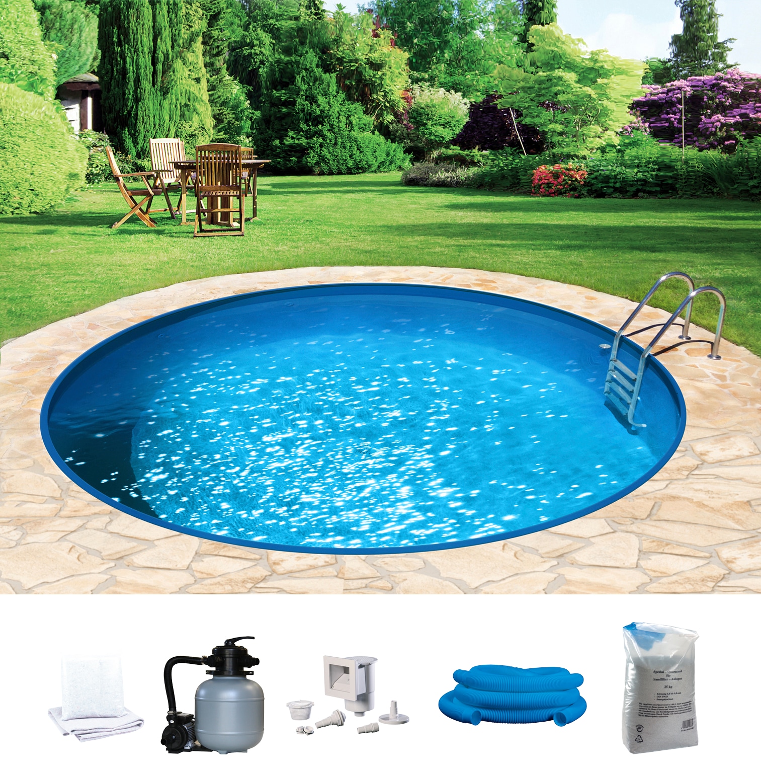 MY POOL BWT Rundpool »HOLIDAY« Höhe 150 cm, in versch. Größen verfügbar weiß Ø/B/H/L: 600 cm x Breite x Höhe 150 cm x Länge