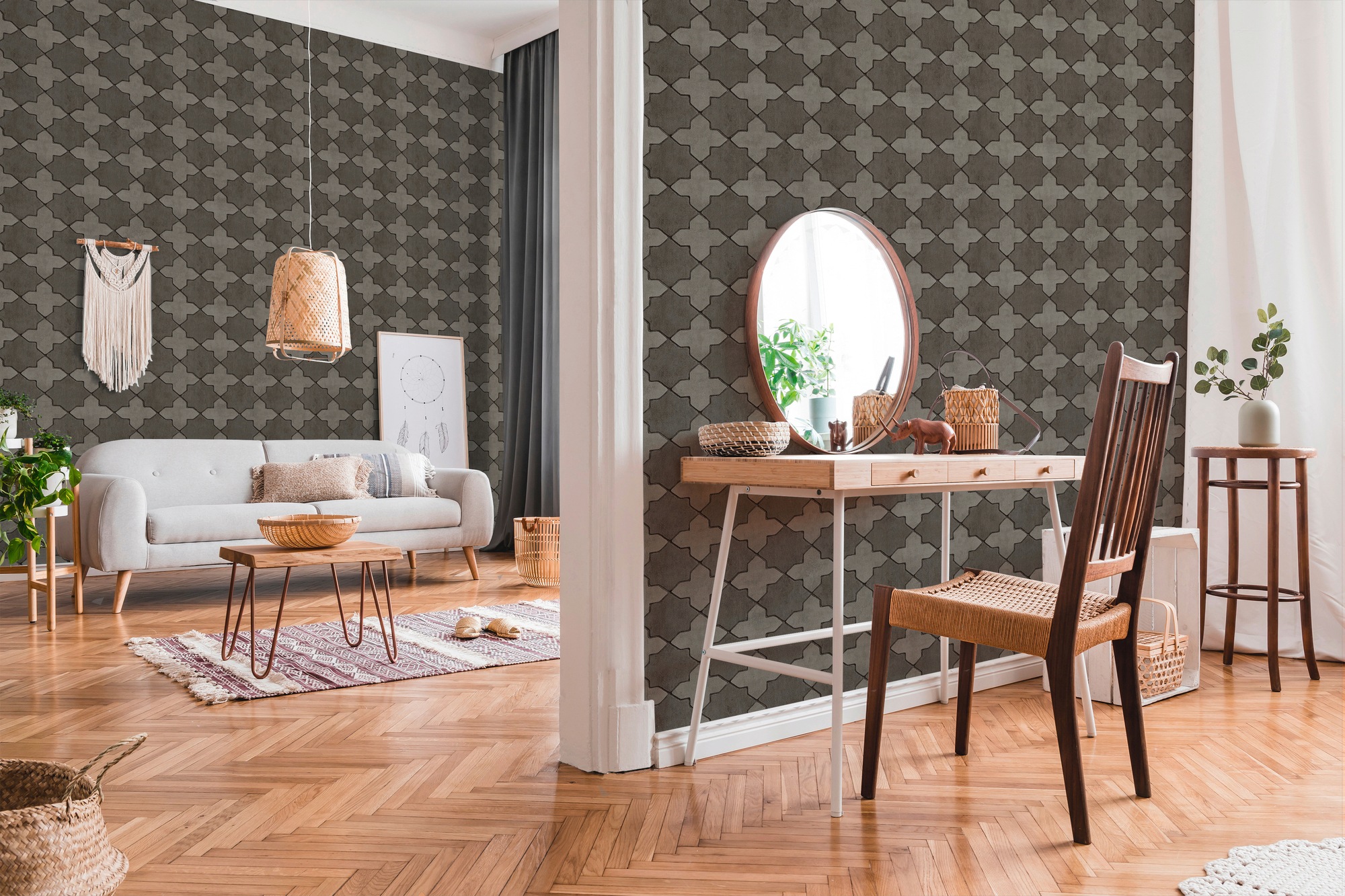 living walls Vliestapete »New Walls Finca Home in Fliesen Optik«, grafisch-geometrisch-gemustert, Tapete Geometrisch Tapeten Wohnzimmer Schlafzimmer Küche Design Optik