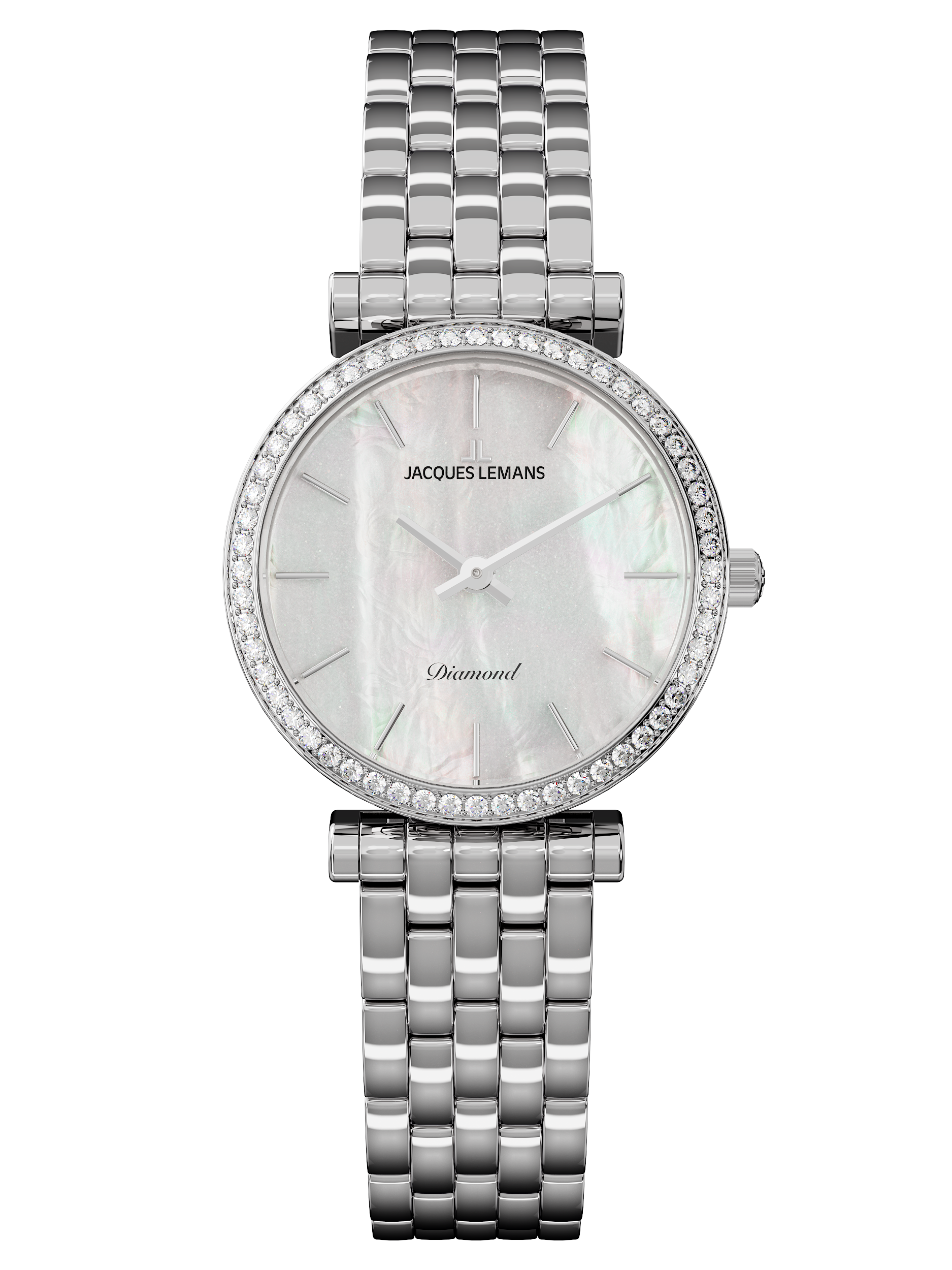 Jacques Lemans Quarzuhr »Milano Diamond« Armbanduhr, Damenuhr, Edelstahlarmband, Lab Grown