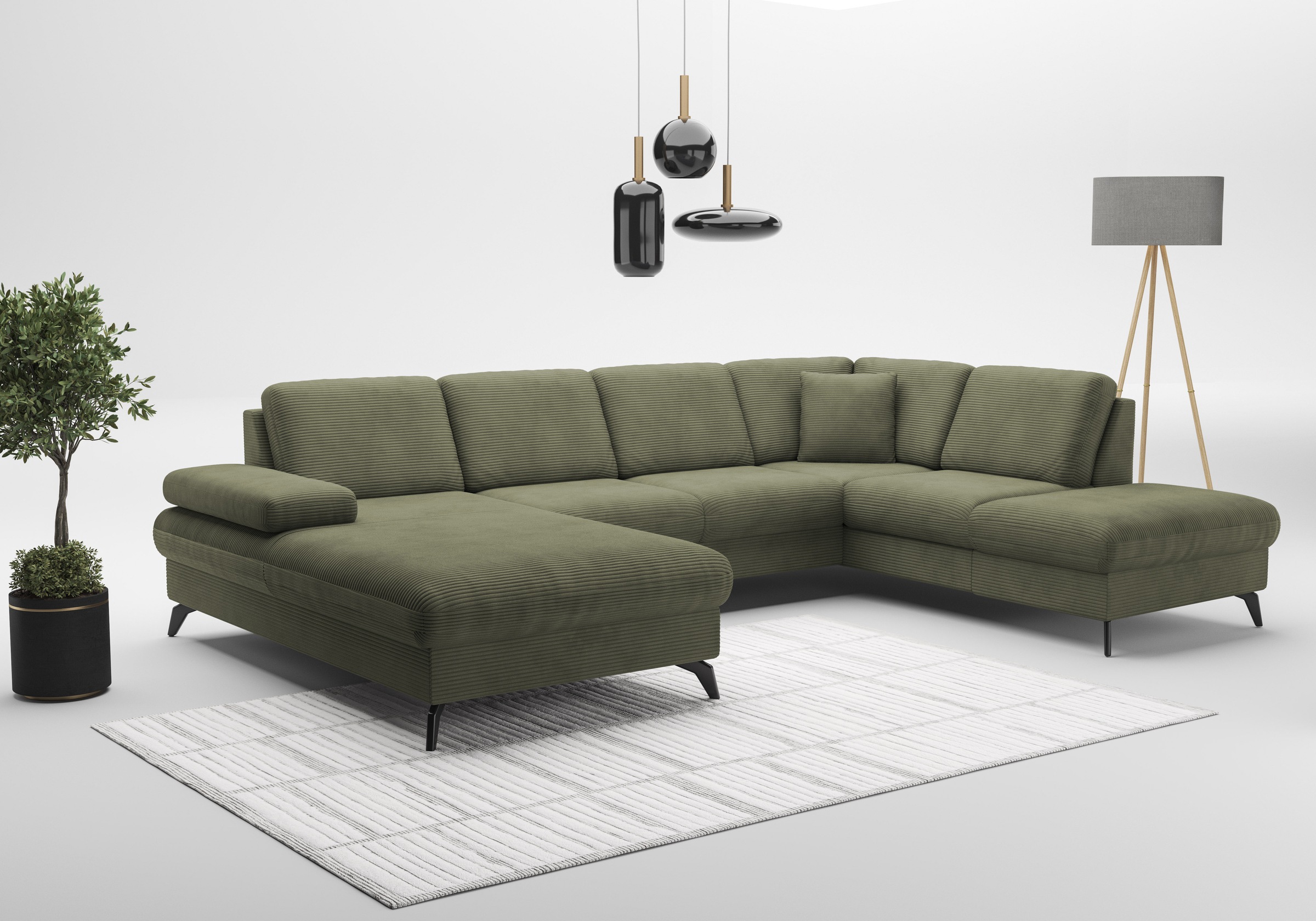 sit&more Wohnlandschaft »Morris Jubi U-Form«, inkl. Armteilfunktion und 1 Zierkissen, wahlweise mit Bettfunktion