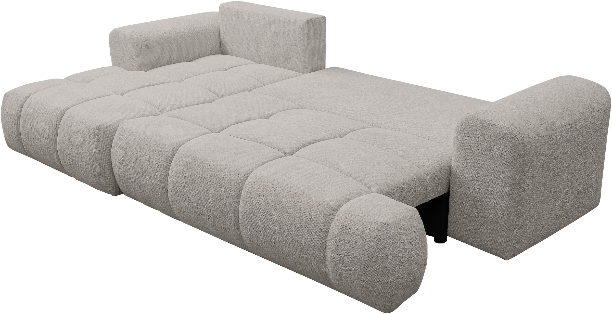 WERK2 Ecksofa »Ewela-Bubble mit Bett & Bettkasten, bequem, Breite 265cm« Bouclé, L-Form, Schlaffunktion, Bettkasten
