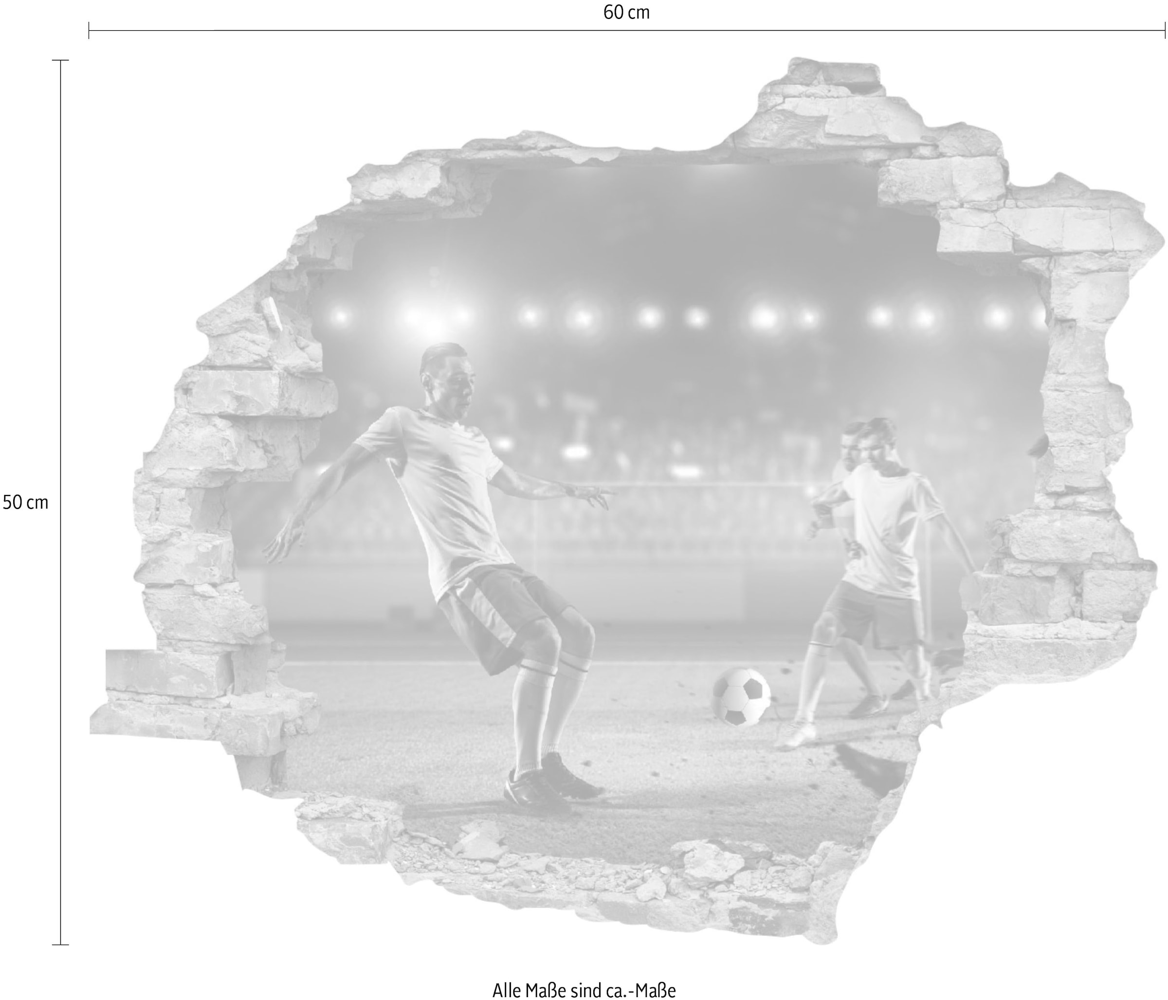 queence Wandtattoo »Fußball«, (1 St.), Wandsticker, Wandbild, selbstklebend, 3D, Wanddurchbruch