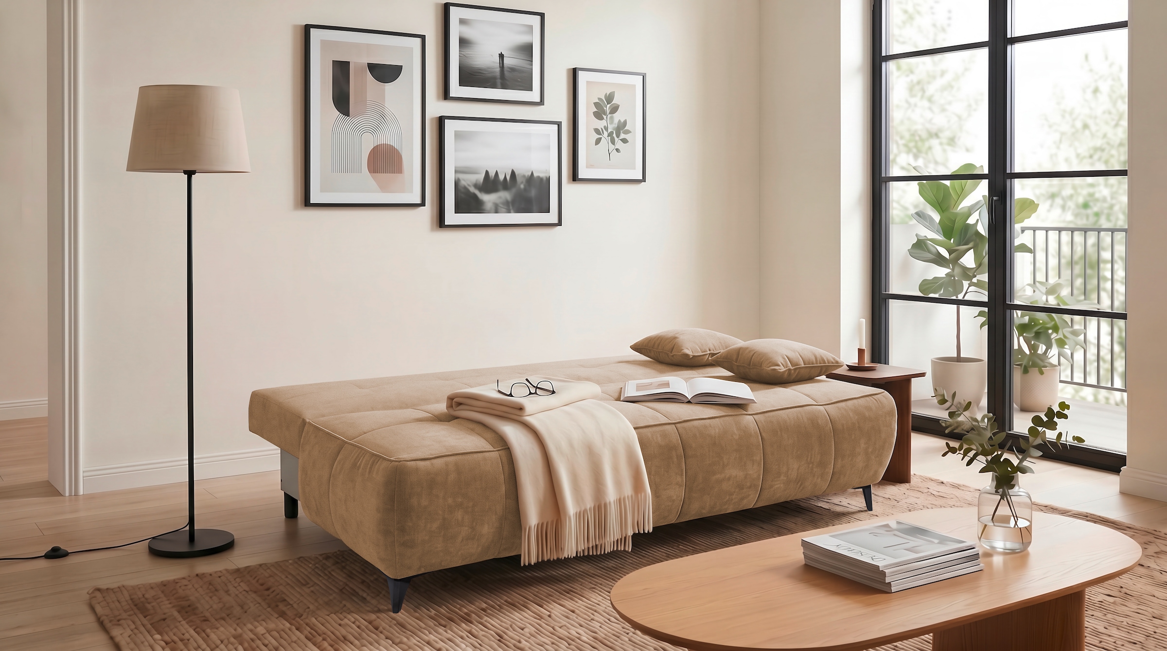 ED EXCITING DESIGN Schlafsofa »Elisa Liftbeschlag, Federkern, Bettfunktion und Bettkasten, B. 215cm«