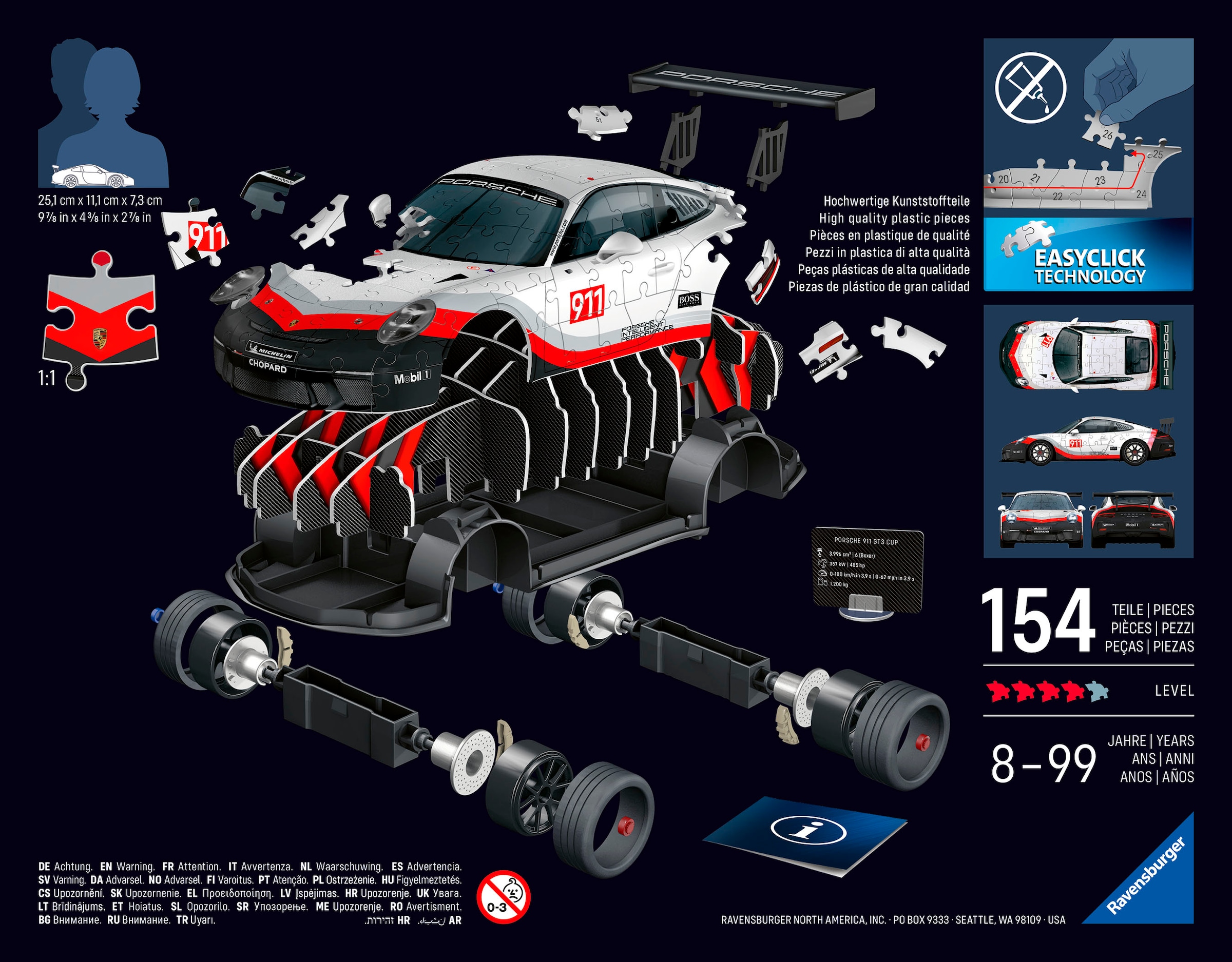 Ravensburger 3D-Puzzle »Iconics: Porsche 911 GT3 Cup«, Made in Europe