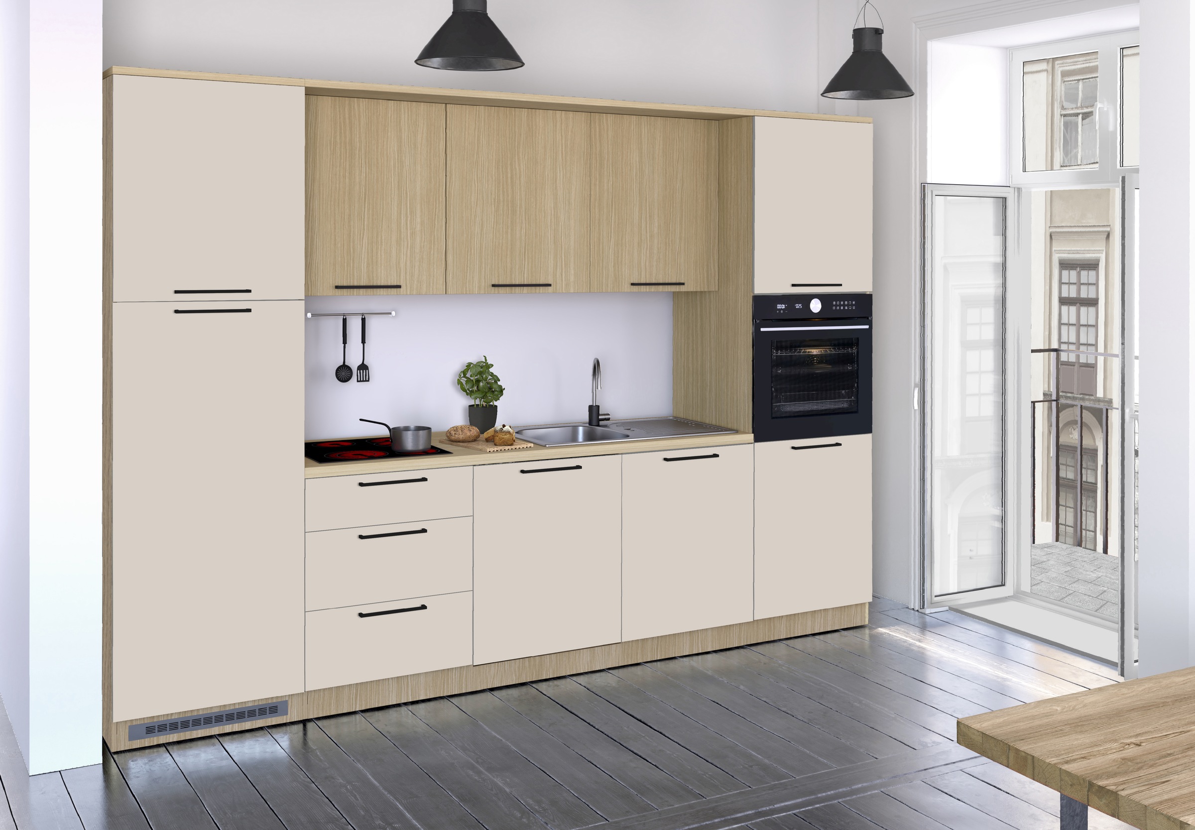 KOCHSTATION Küchenzeile »KS-Luna, Einbauküche, Zeilenküche, Küchenblock« Breite 300 cm, wahlweise mit Hanseatic-E-Geräten