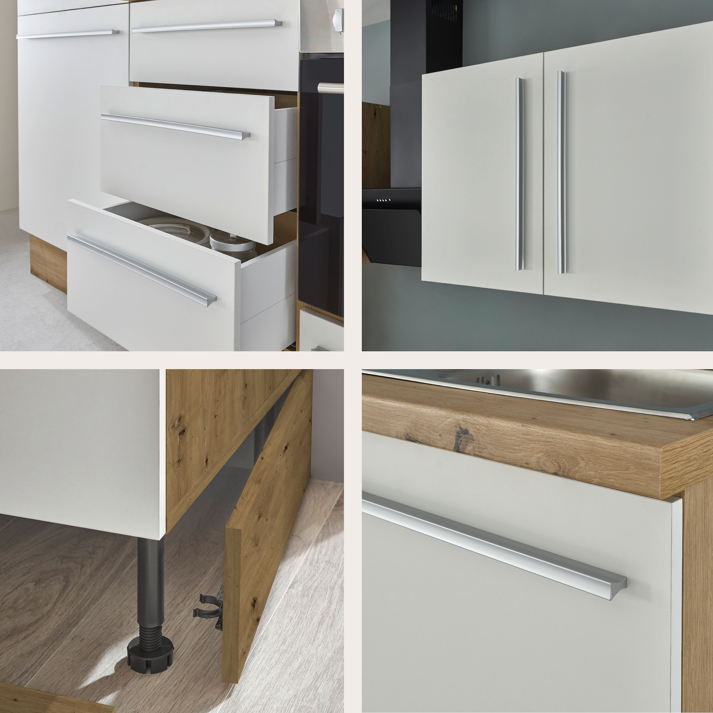 KOCHSTATION Küchenzeile »KS-Florida mit 38mm starker Arbeitsplatte«, Breite 210 cm, wahlweise mit E-Geräten, Soft-Close-Funktion