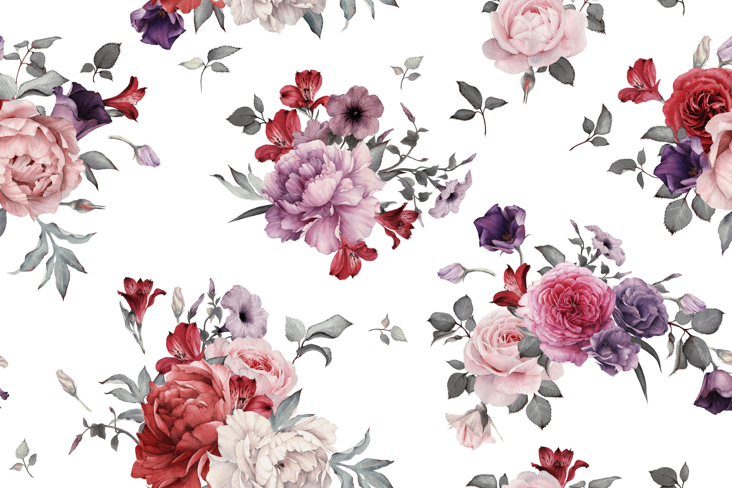 A.S. Création Leinwandbild »Flower Bouquet«, Kunst-Blumen-Kinder, (1 St.), Landhaus Keilrahmen Blumen Rosen Blümchen Leinwand-Bild Wohnzimmer