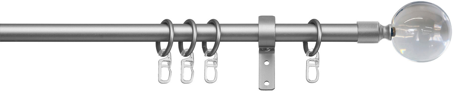 indeko Gardinenstange »Kugel Glas klar« Ø 16 mm 1 läufig-läufig Fixmaß Komp günstig online kaufen