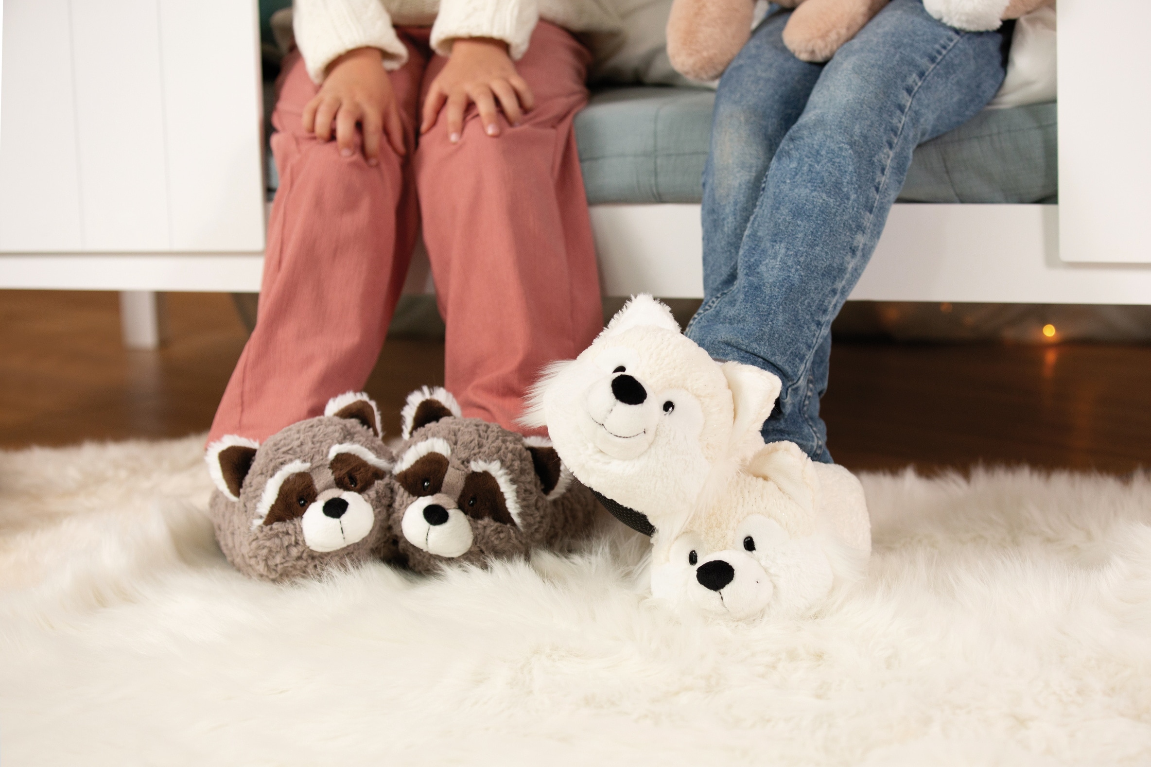 Nici Plüsch Hausschuhe »WASCHBÄR LENNO«, Hausschuh, Pantoffel mit Waschbär Motiv