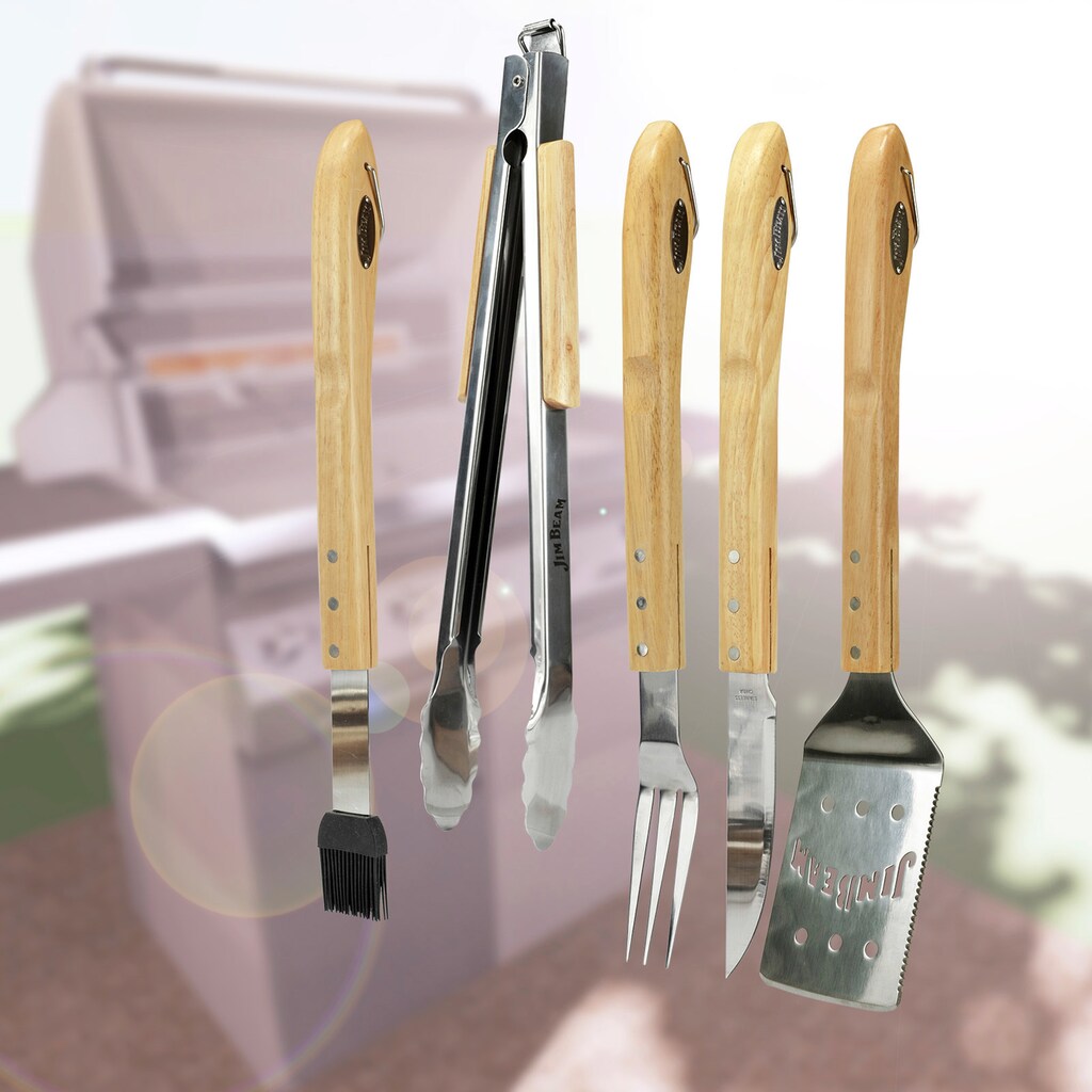 Jim Beam BBQ Grillbesteck-Set, (5 tlg.)