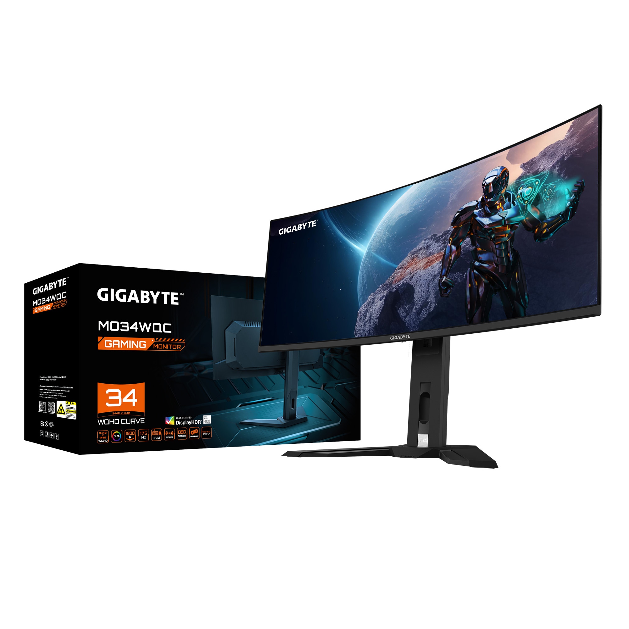 Gigabyte Curved-OLED-Monitor »MO34WQC«, 86,8 cm/34 Zoll, 3440 x 1440 px, WQHD, 0,03 ms Reaktionszeit, 175 Hz