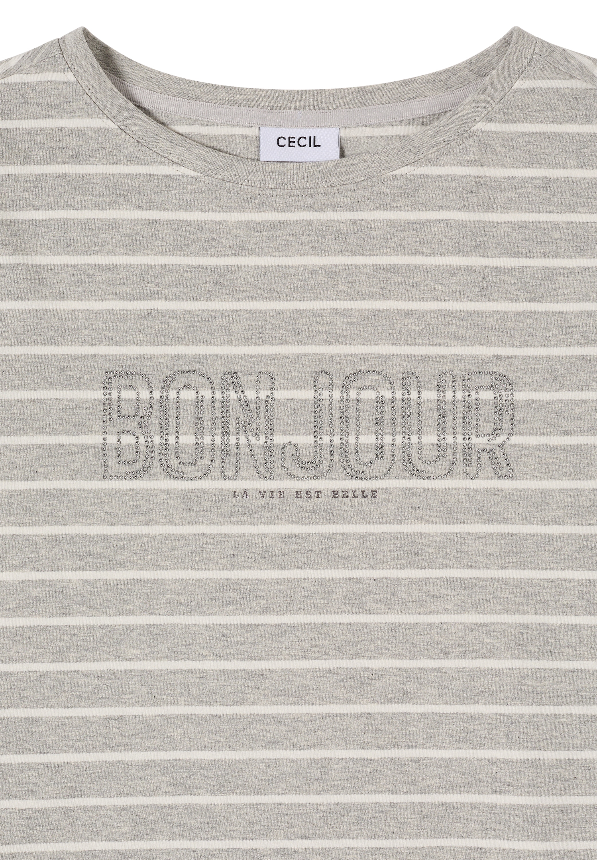 Cecil Kurzarmshirt Sommershirt mit Streifen und Wording