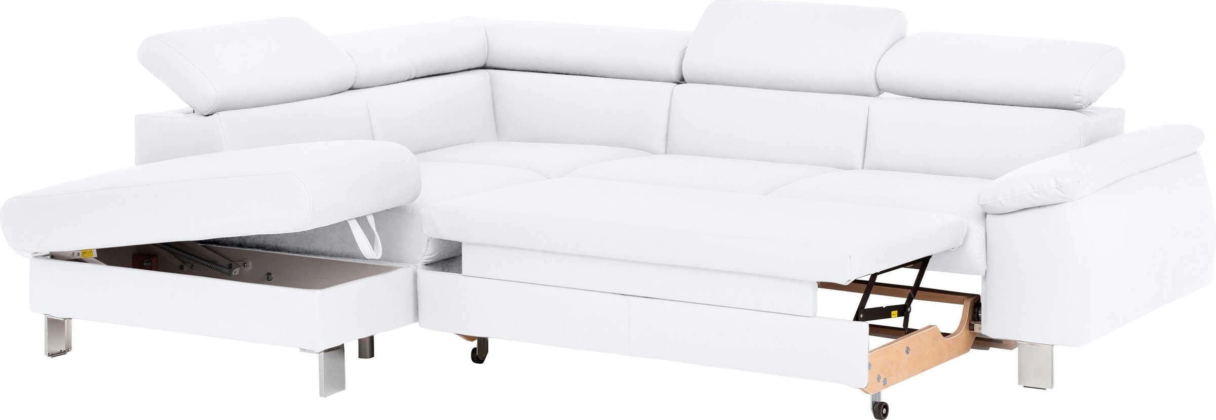 COTTA Polstergarnitur »Komaris L-Form«, (Set), Set bestehend aus: Ecksofa mit Kopfteilverstellung & Hocker