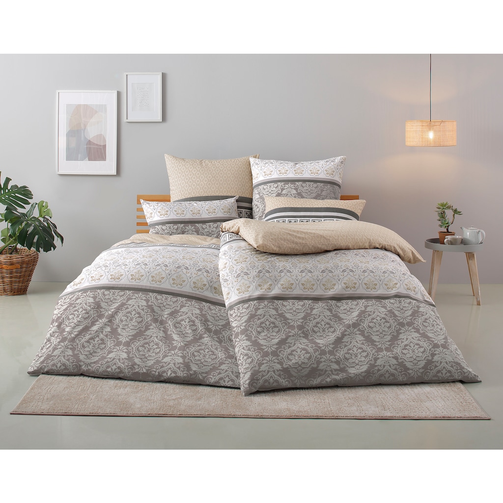 Home affaire Bettwäsche »Cremona in Renforcé, Biber (Flanell) und PolyCotton Qualität, romantisch, verspielte Ornamente, geeignet im Winter & Sommer, Landhausstil«, (2 tlg.)