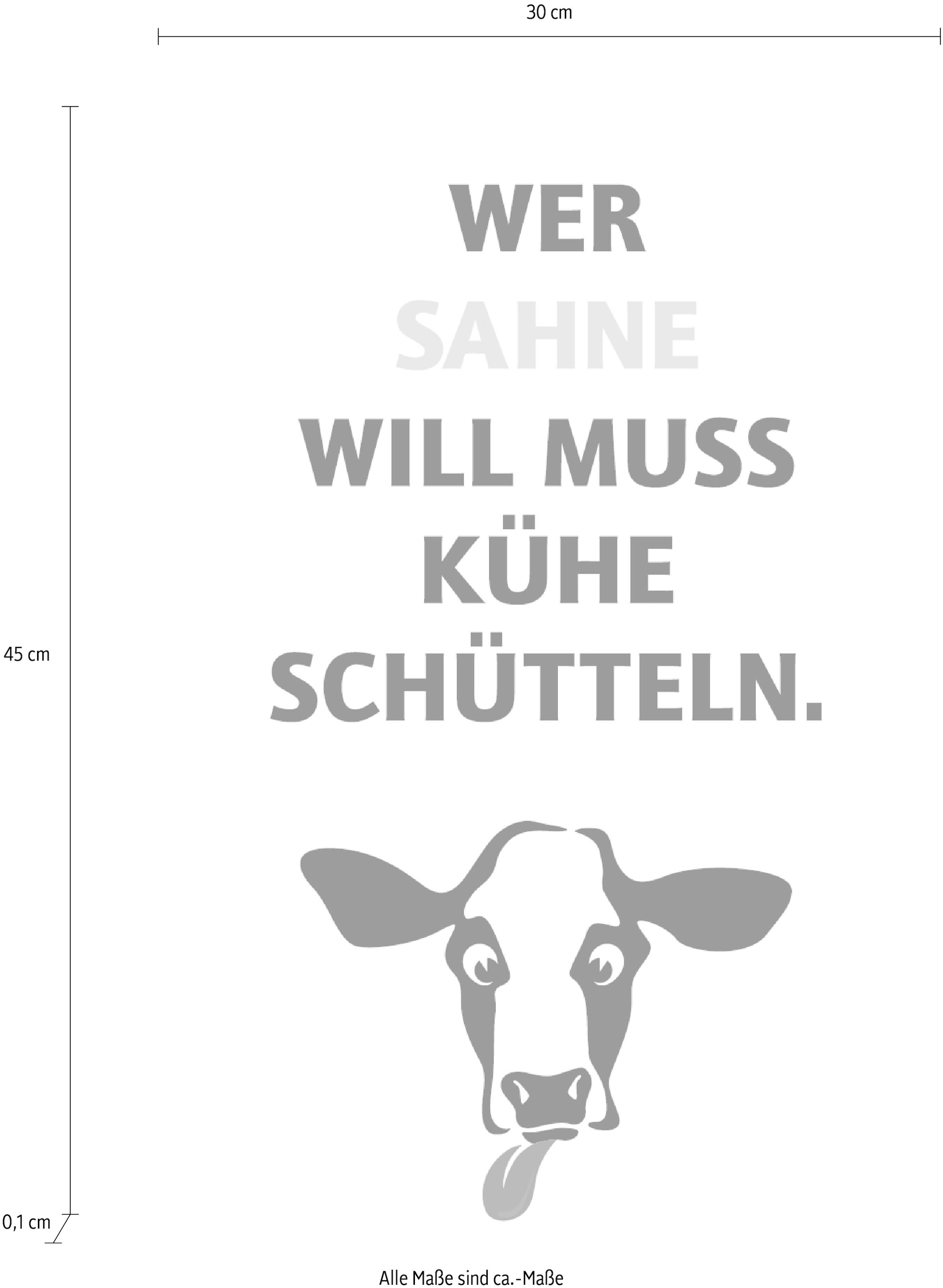 queence Wanddekoobjekt »Sahne«, Stahlschild, Blechschild, Spruch, Witzig, Wanddeko, retro, 20x30cm