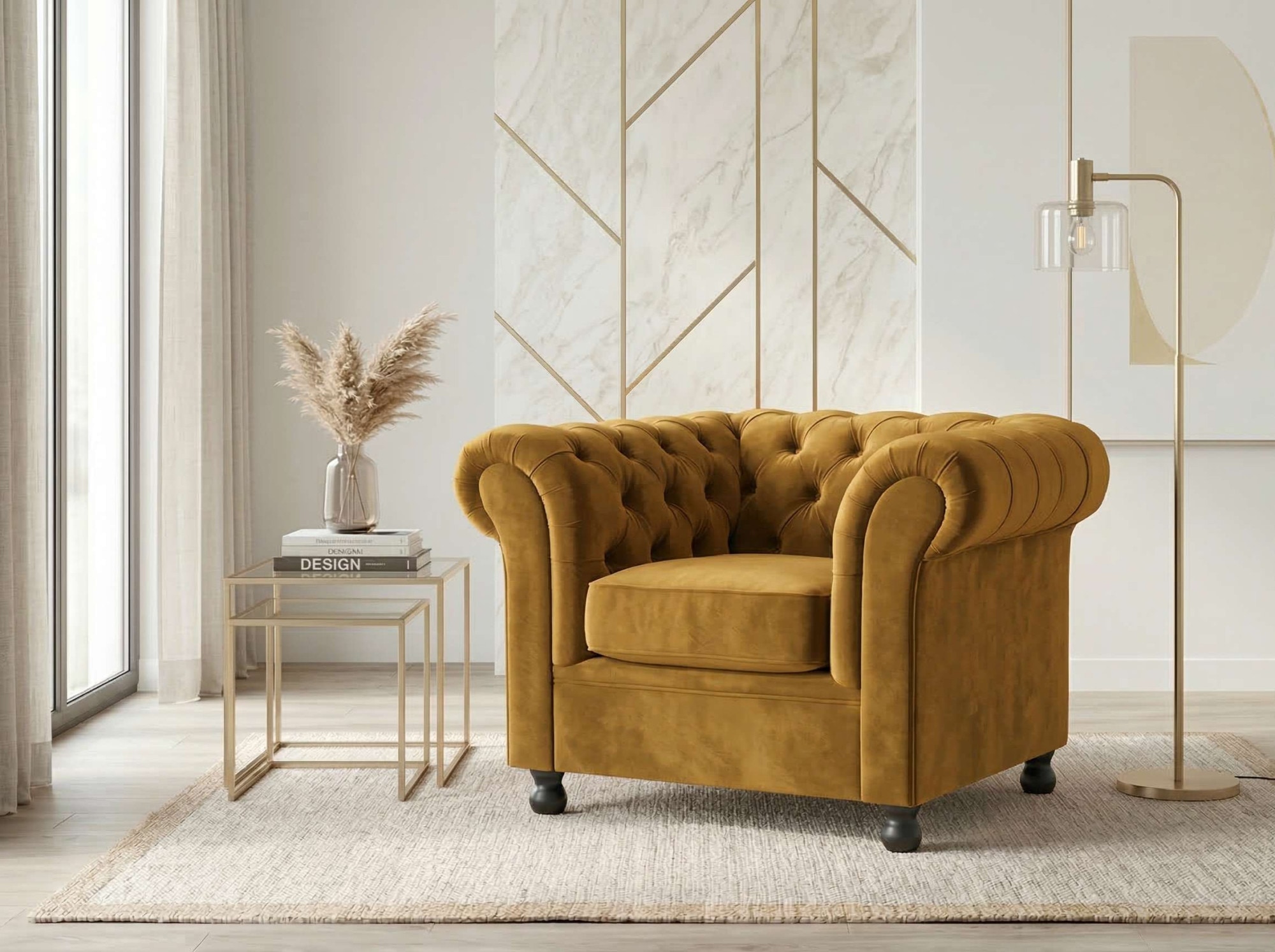Home affaire Sessel »BRONNOY Chesterfield Sessel mit aufwendiger Knopfheftung, Breite 108cm« Polstersessel mit geschwungenen Armlehnen, Chesterfield-Optik