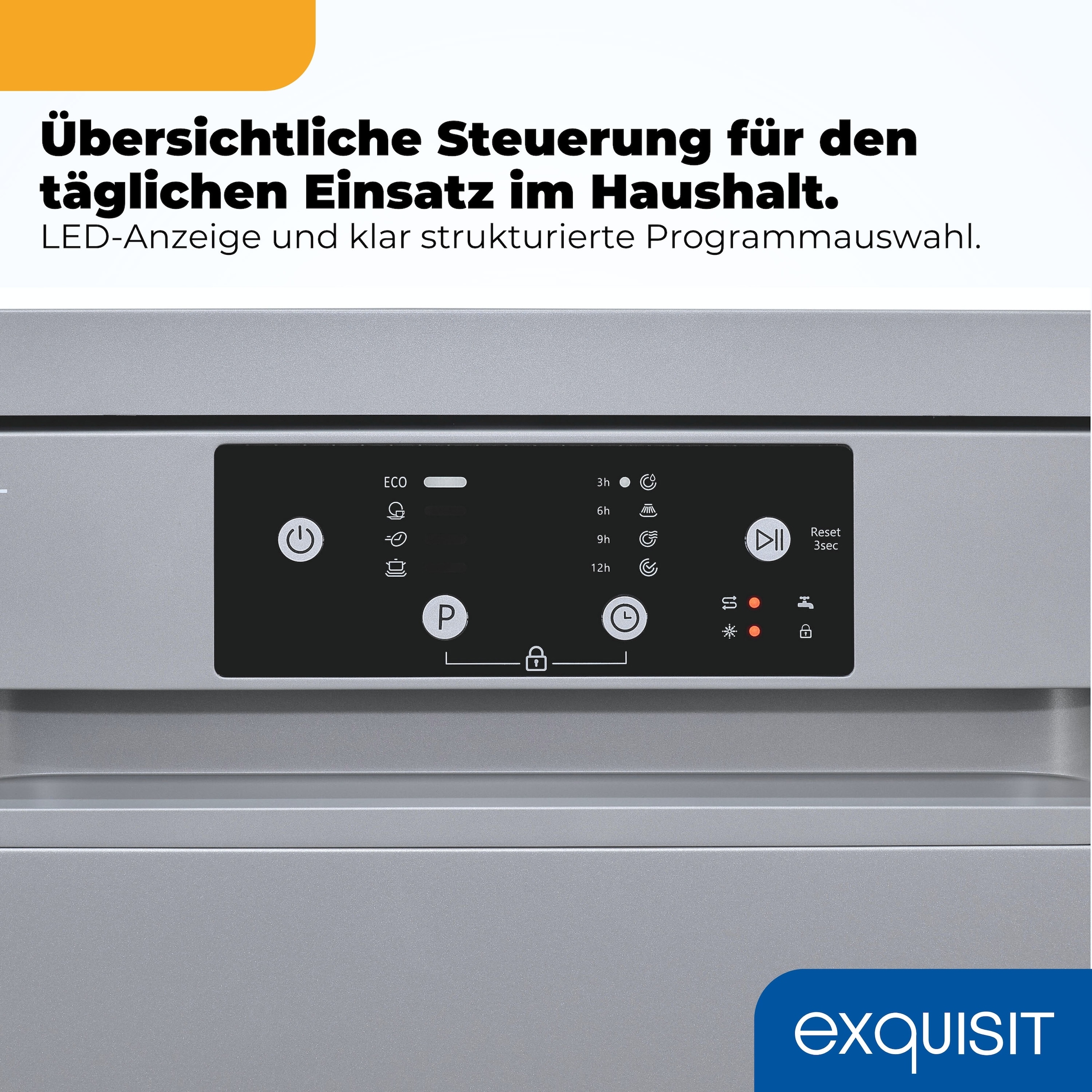 exquisit Standgeschirrspüler 9109 »GSP9109-451D silber« 10 l 9 tlg. Maßgedecke 9 Maßgedecke, 4 Programme, LED, Besteckkorb