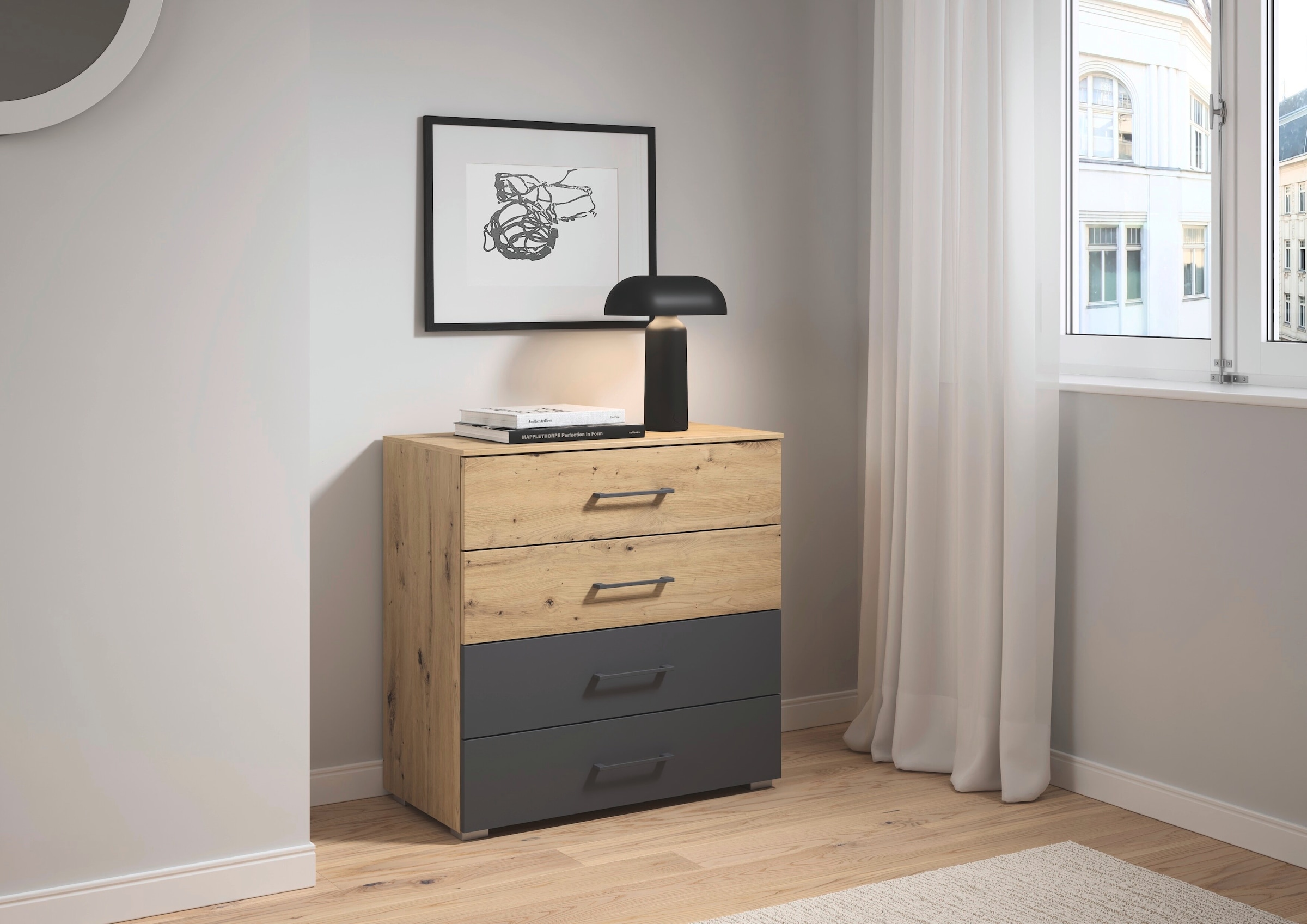 rauch Schubkastenkommode »Bilbao-Extra« Breite 80 cm, Höhe 81 cm,  mit 4 geräumigen Schubladen, zwei SK mit Absetzung MADE IN GERMANY