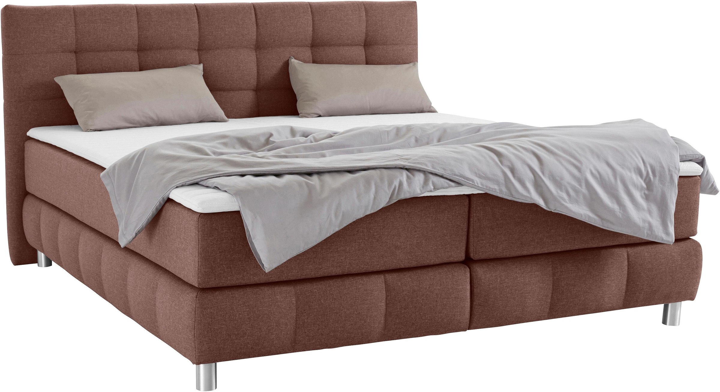 andas Boxspringbett »Salo XXL«, in Samtoptik oder Struktur, 6 Breiten in Überlänge 220cm, 4 Härtegrade
