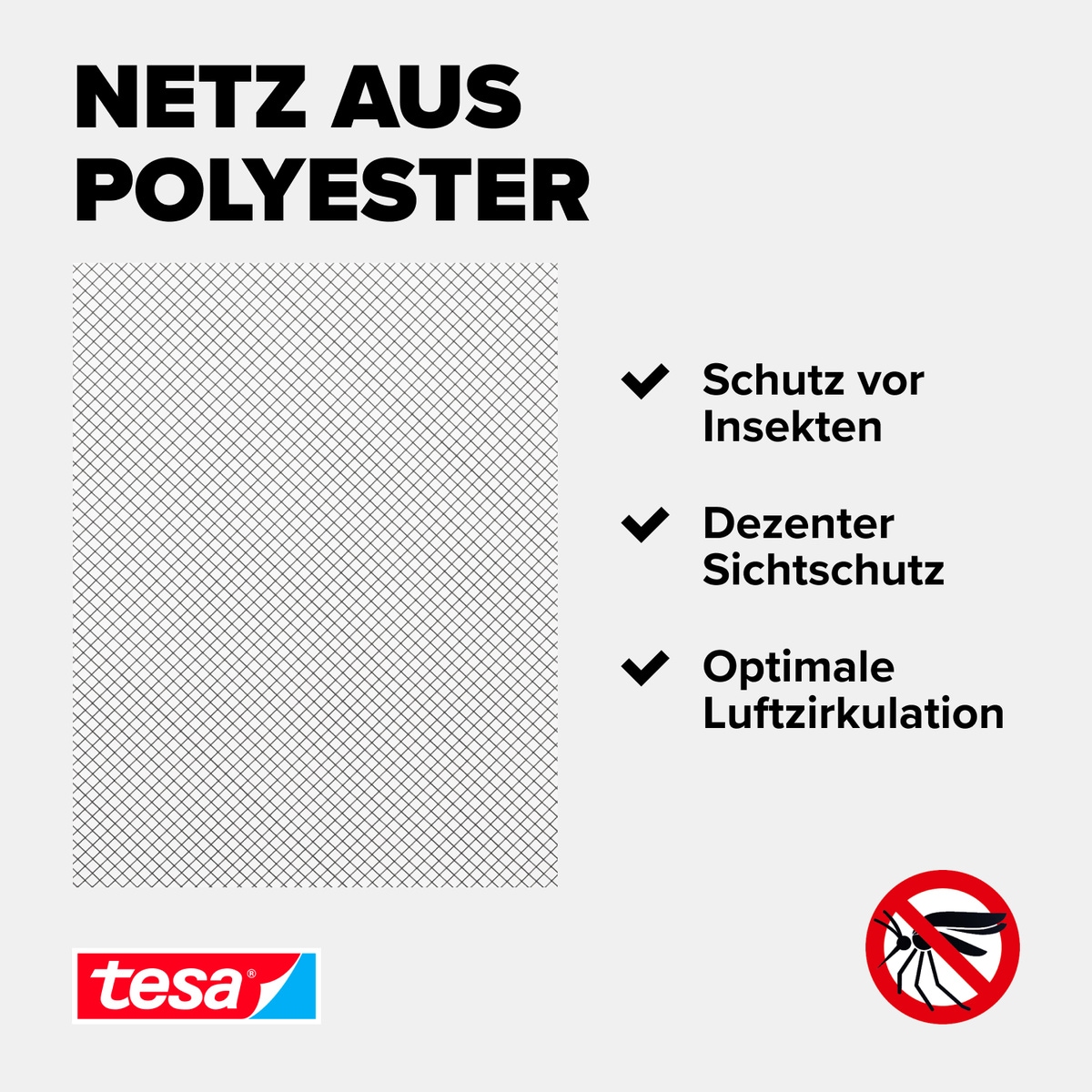tesa Insektenschutz-Fensterrahmen »Insect Stop Comfort Fliegengitter für Fenster - 1.2 m : 1.4 m« Packung, Fliegennetz, Klettband, 1 Stk. tlg. Insektenschutzgitter für  Dachfenster - individuell zuschneidbar -weiß