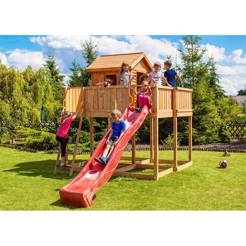 FUNGOO Spielturm »My SPACE XL« mit Schaukel & Rutsche, FSC - schützt Wald rot