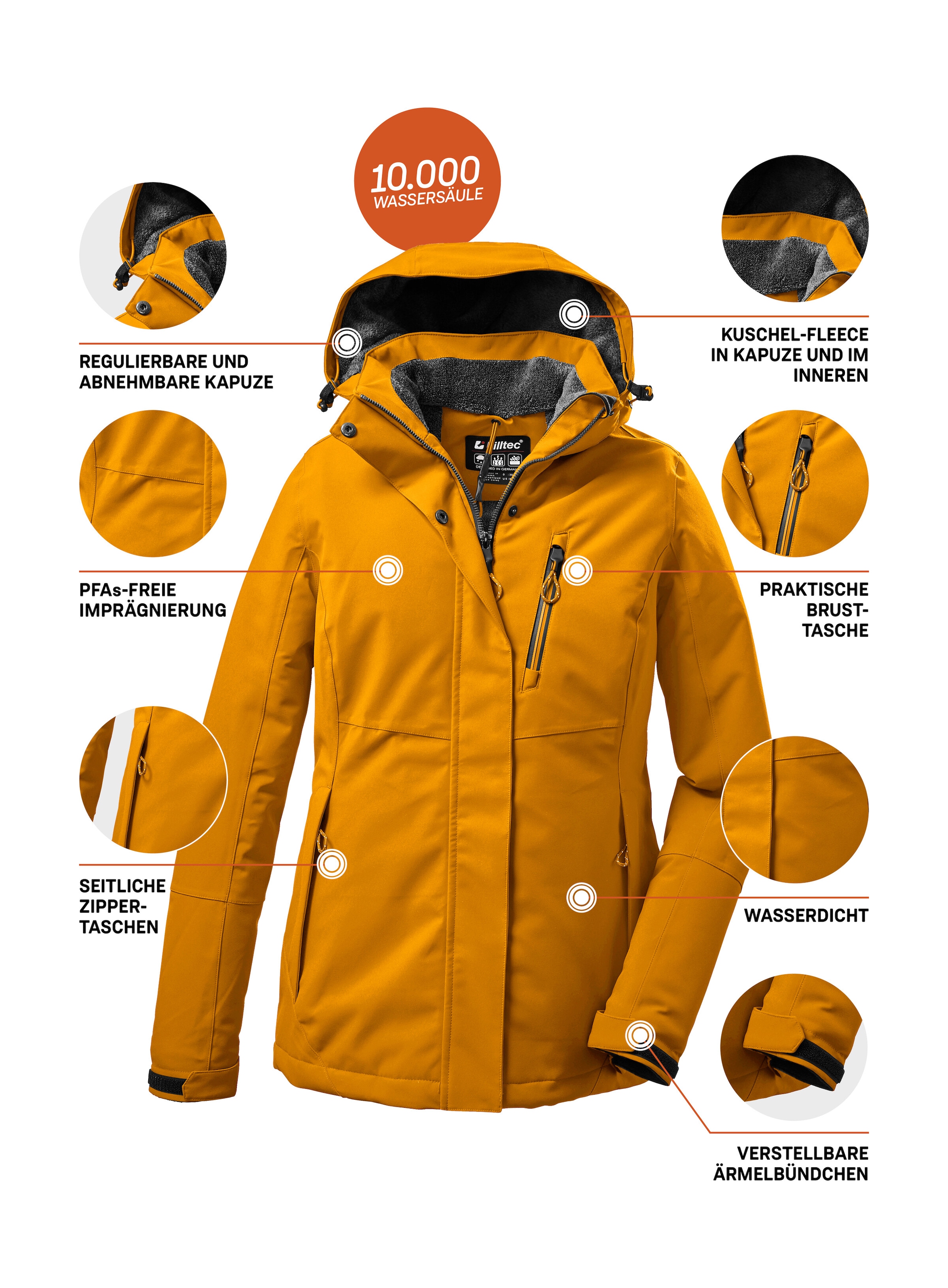 Killtec Outdoorjacke »KOW 140 WMN JCKT«, Wasserdichte Damenjacke, atmungsaktiv, abnehmbare Kapuze