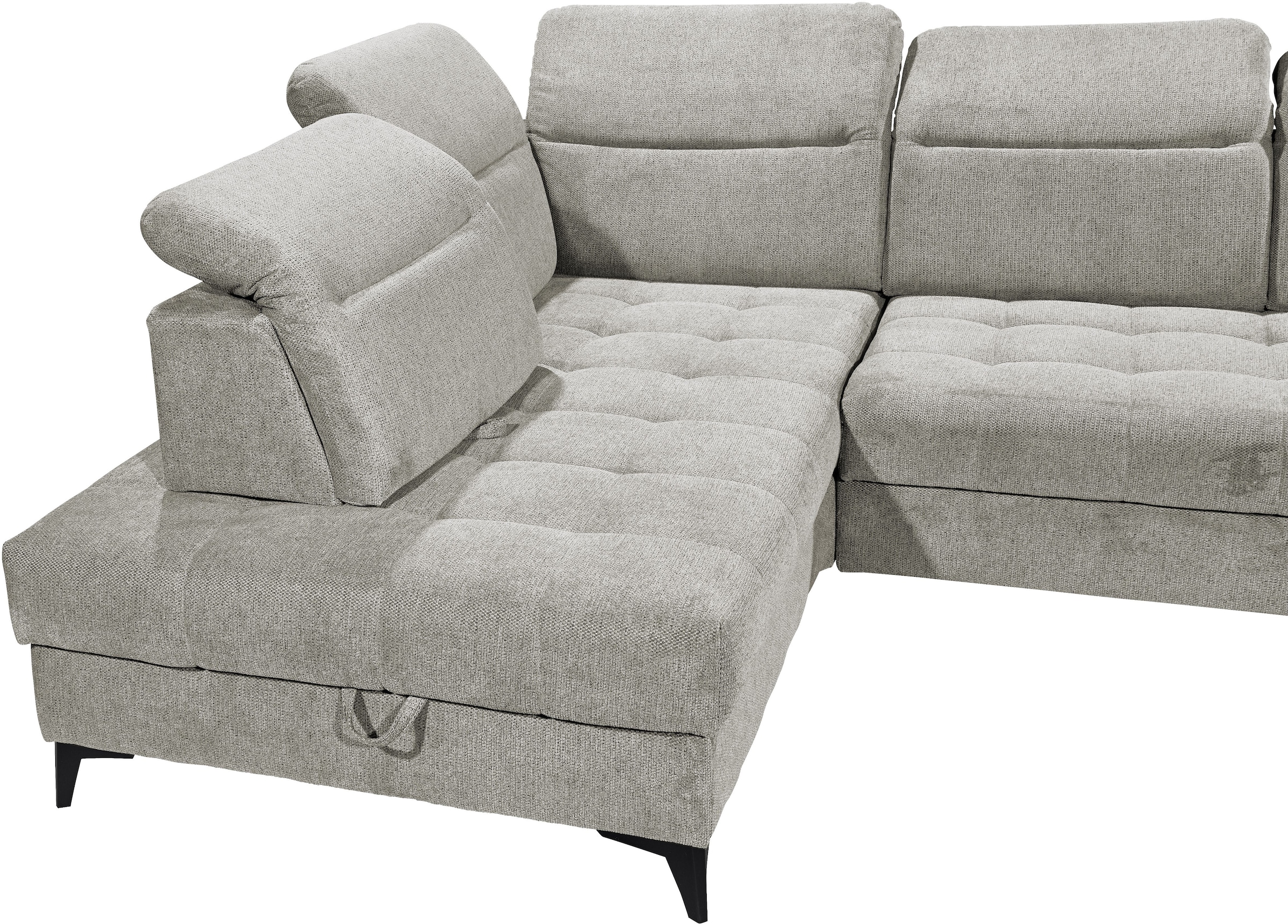 ED EXCITING DESIGN Ecksofa »Rockdale L-Form mit Bettfunktion, Bettkasten« Kopfteilverstellung, Sitztiefenverstellung & USB-Port