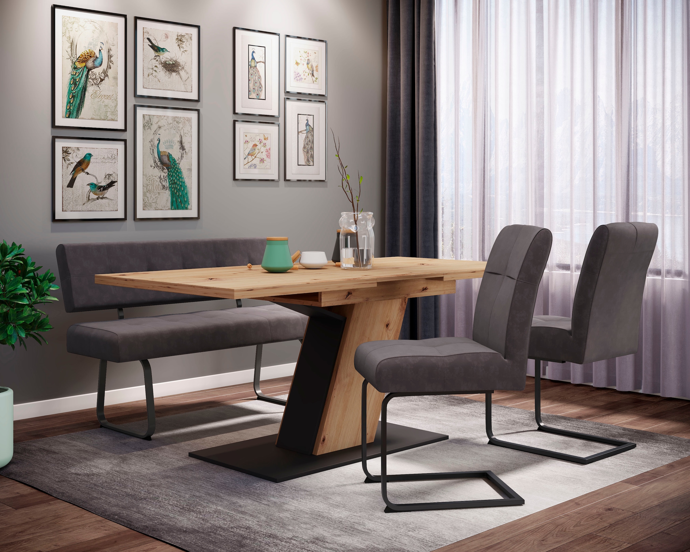 HELA Essgruppe »Luise I G Tisch Sitzbank Stühle« Set, 4 Stk. tlg. Ausziehti günstig online kaufen