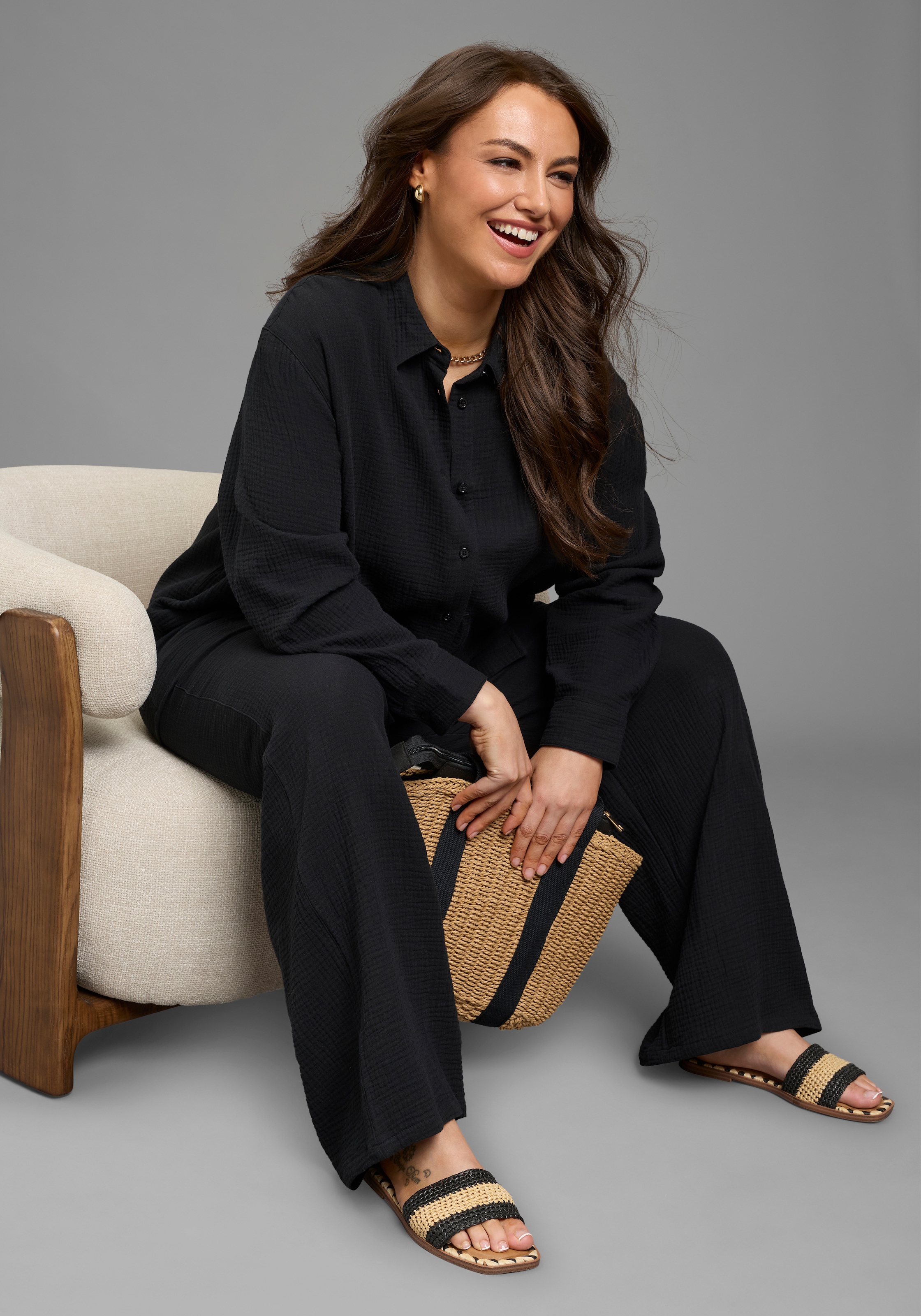 Laura Scott CURVE Hemdbluse aus angenehm weicher Strukturware