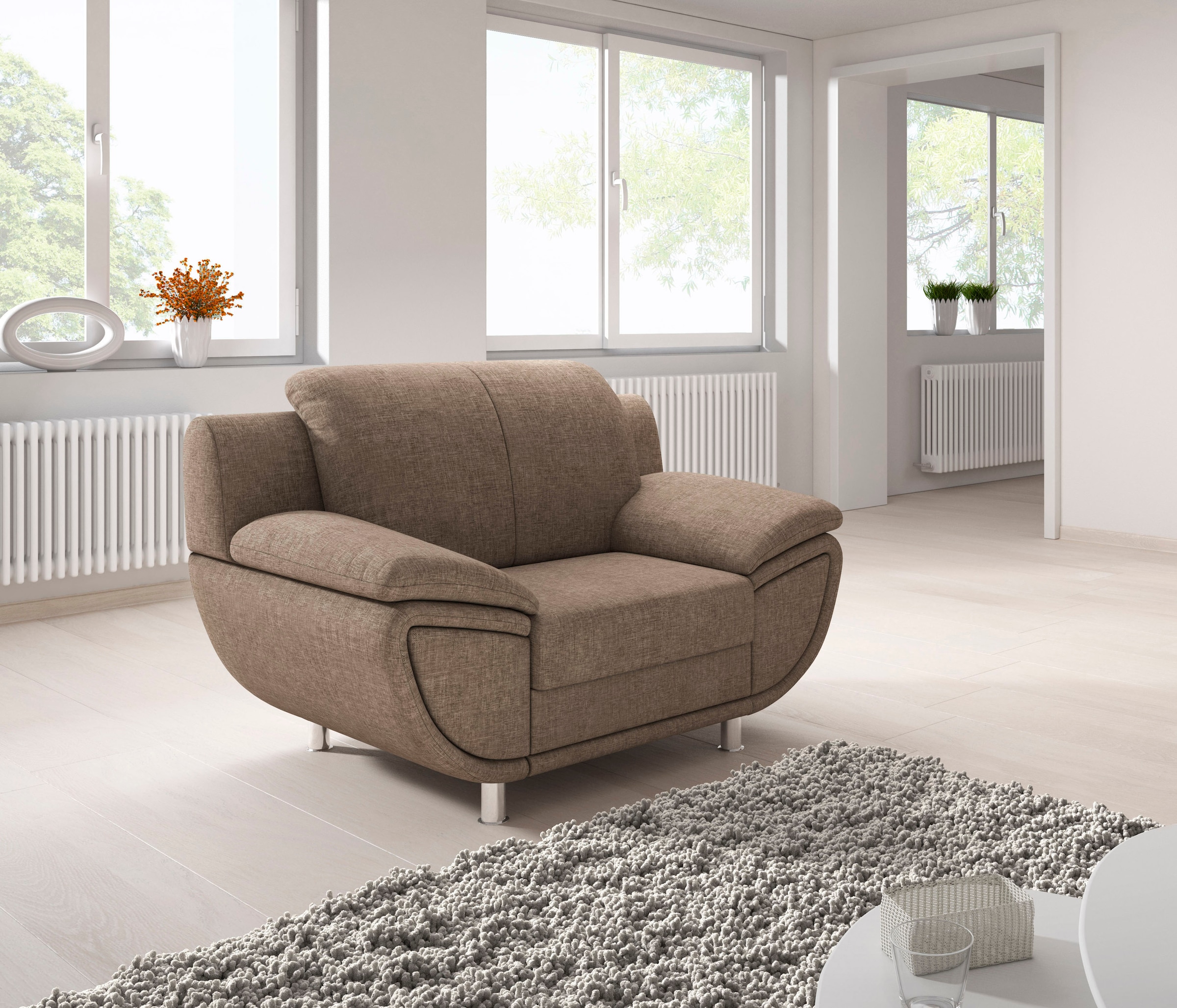 TRENDMANUFAKTUR Sessel »Rondo II, Loungesessel zeitlos und bequem«, wahlweise mit komfortablem Federkern, mit extra breiten Armlehnen