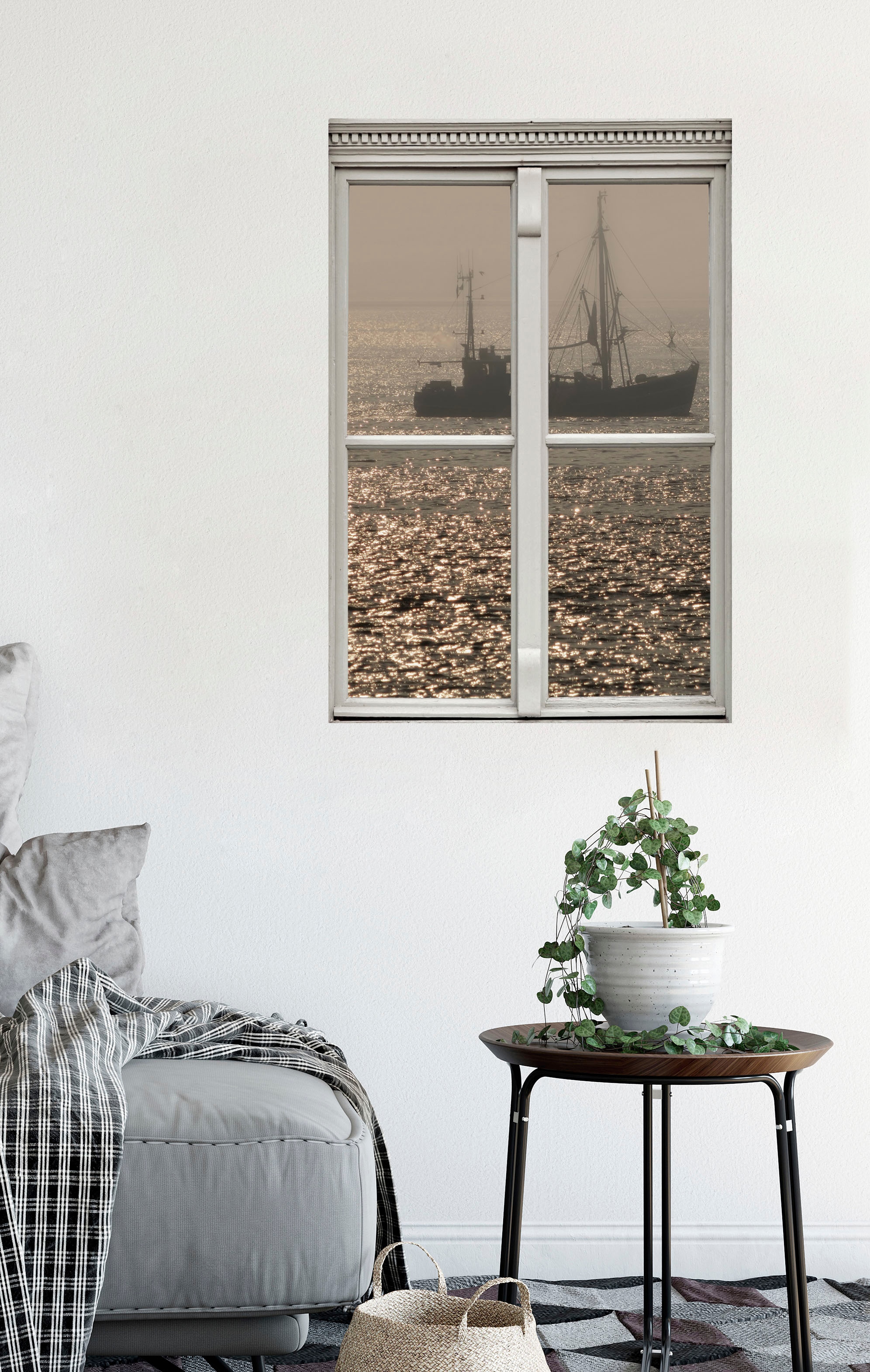 queence Wandsticker »Schiff«, Wandsticker, Wandbild, selbstklebend, 3D, Fenster