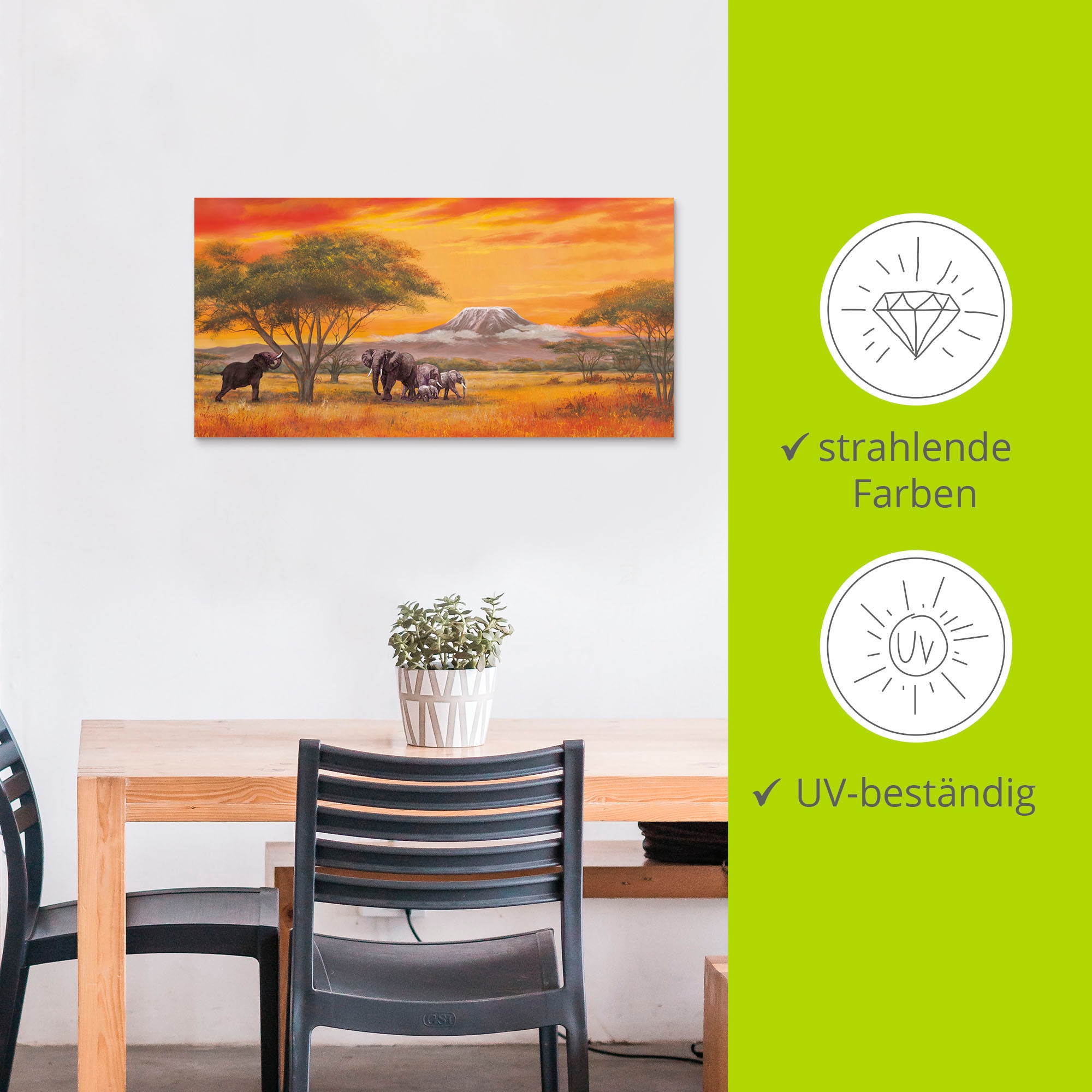Artland Wandbild »Elefanten«, Elefanten Bilder, (1 St.), als Alubild, Outdoorbild, Leinwandbild, Poster, Wandaufkleber