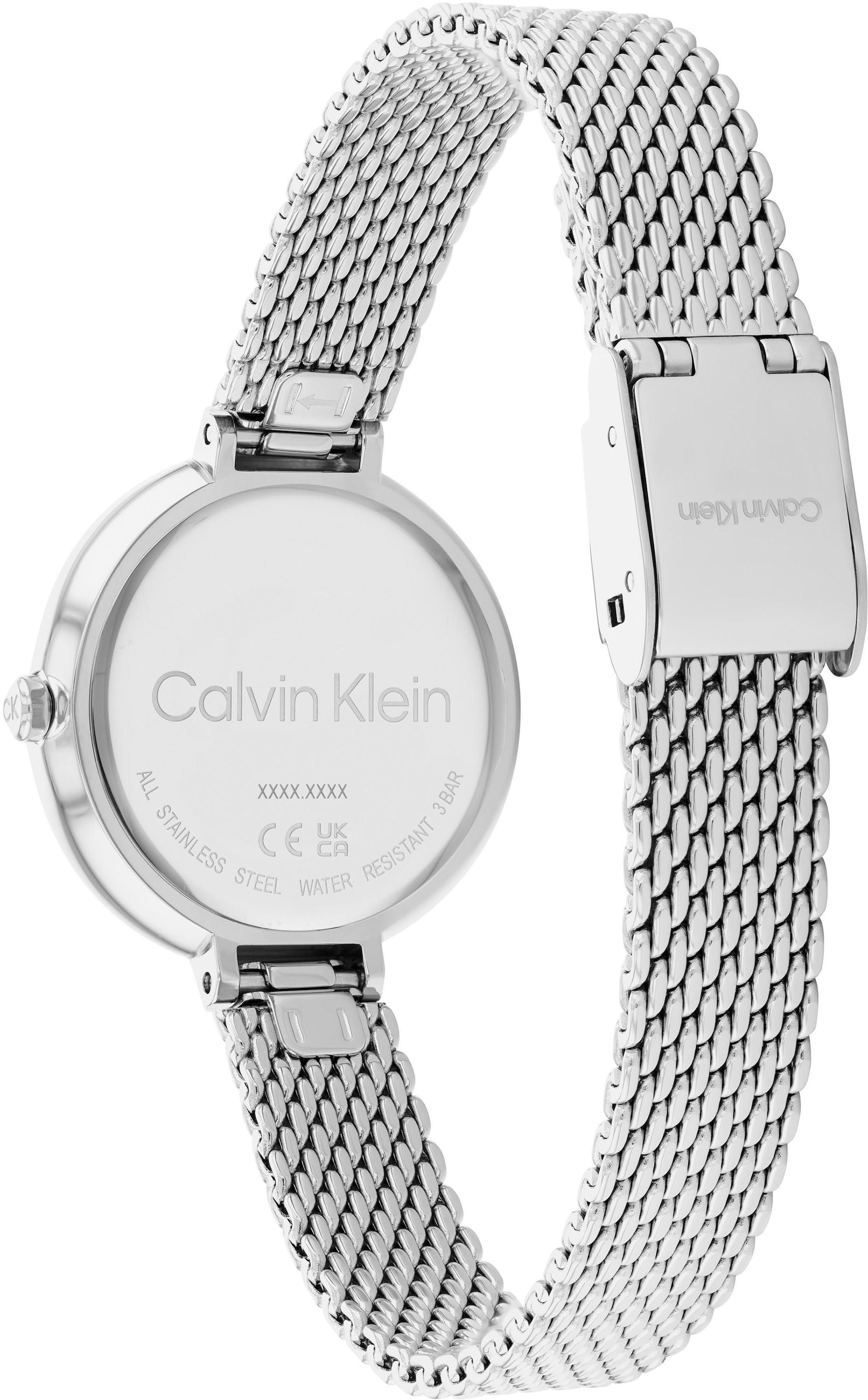 Calvin Klein Quarzuhr »MINIMALISTIC T BAR 28 mm«, Armbanduhr, Damenuhr, Mineralglas, Edelstahlarmband