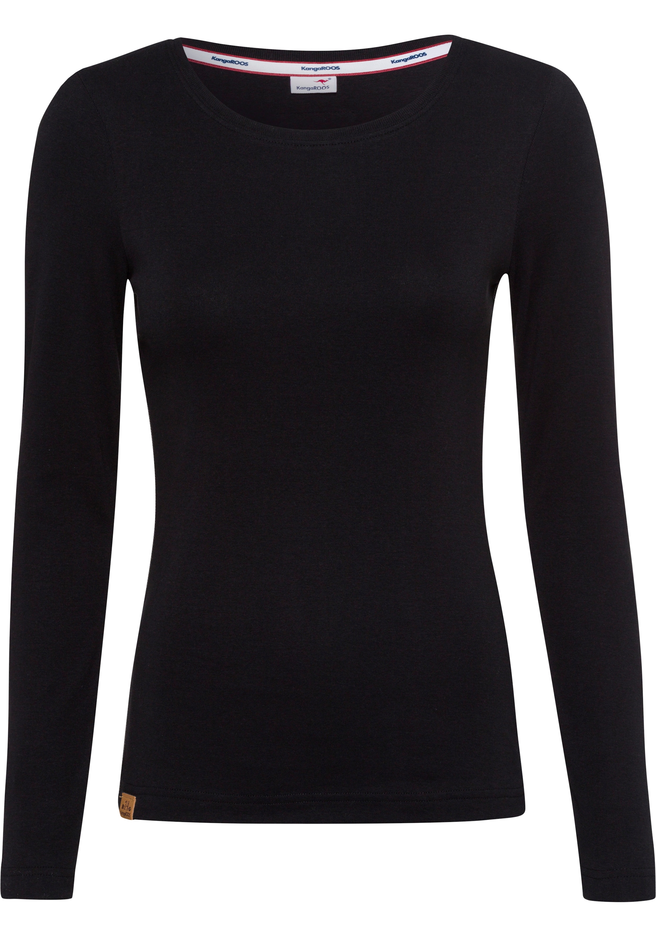 KangaROOS Langarmshirt mit Krempelärmeln,  sehr figurbetont,  aus Rippware