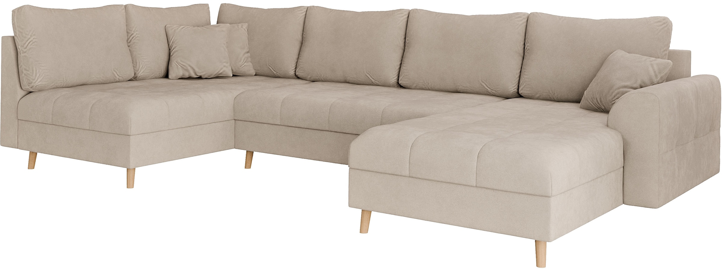 Home affaire Wohnlandschaft »CHARRE U-Form mit Ottomane, Maße B/T/H: 310/161/81 cm«, feine Steppung, lose Rücken- und Zierkissen, auch in Cord und Bouclé