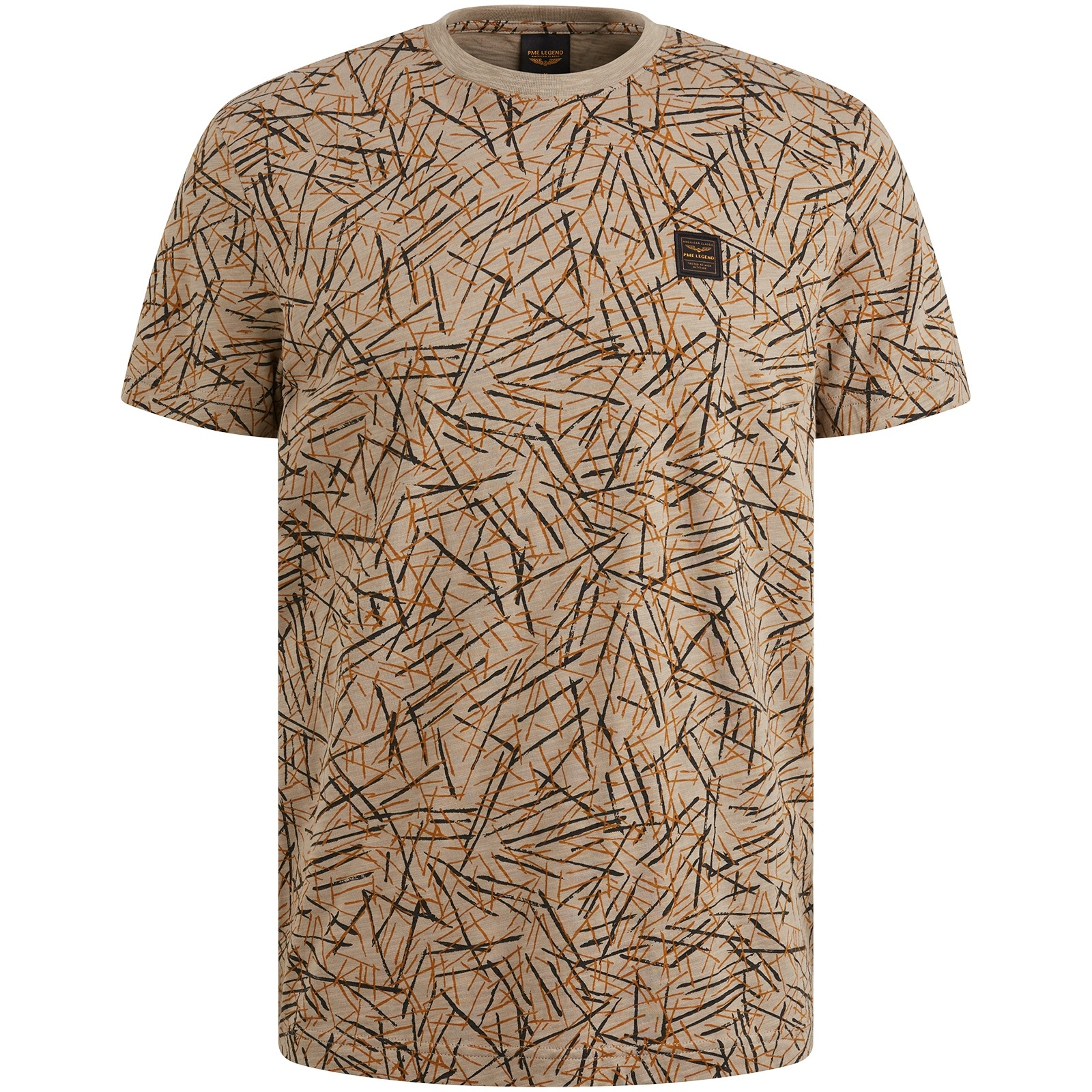 PME LEGEND T-Shirt »Short sleeve r-neck slub jersey aop« Allover-Druck mit Logo-Badge