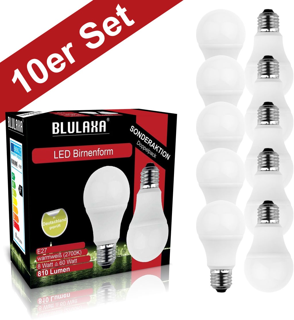 BLULAXA LED-Leuchtmittel »SMD Multi«, E27, 10 St., Warmweiß, 10er-Set, Prom günstig online kaufen