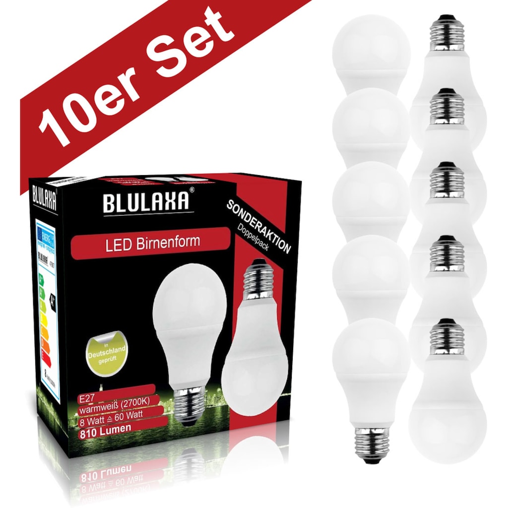 BLULAXA LED-Leuchtmittel »SMD Multi«, E27, 10 St., Warmweiß