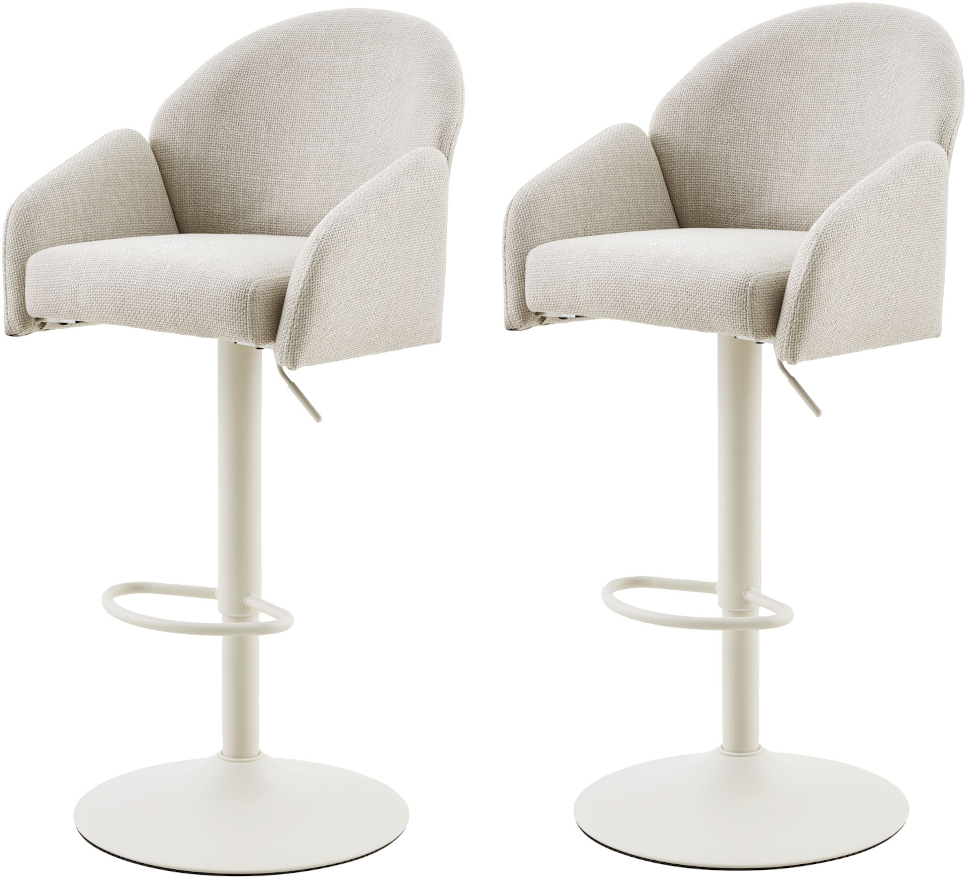 HELA Barhocker »HOLLY« Set, 2 Stk. tlg. 360° drehbar, Höhenverstellbar, Armlehnen, Gestell angepasst an Bezug