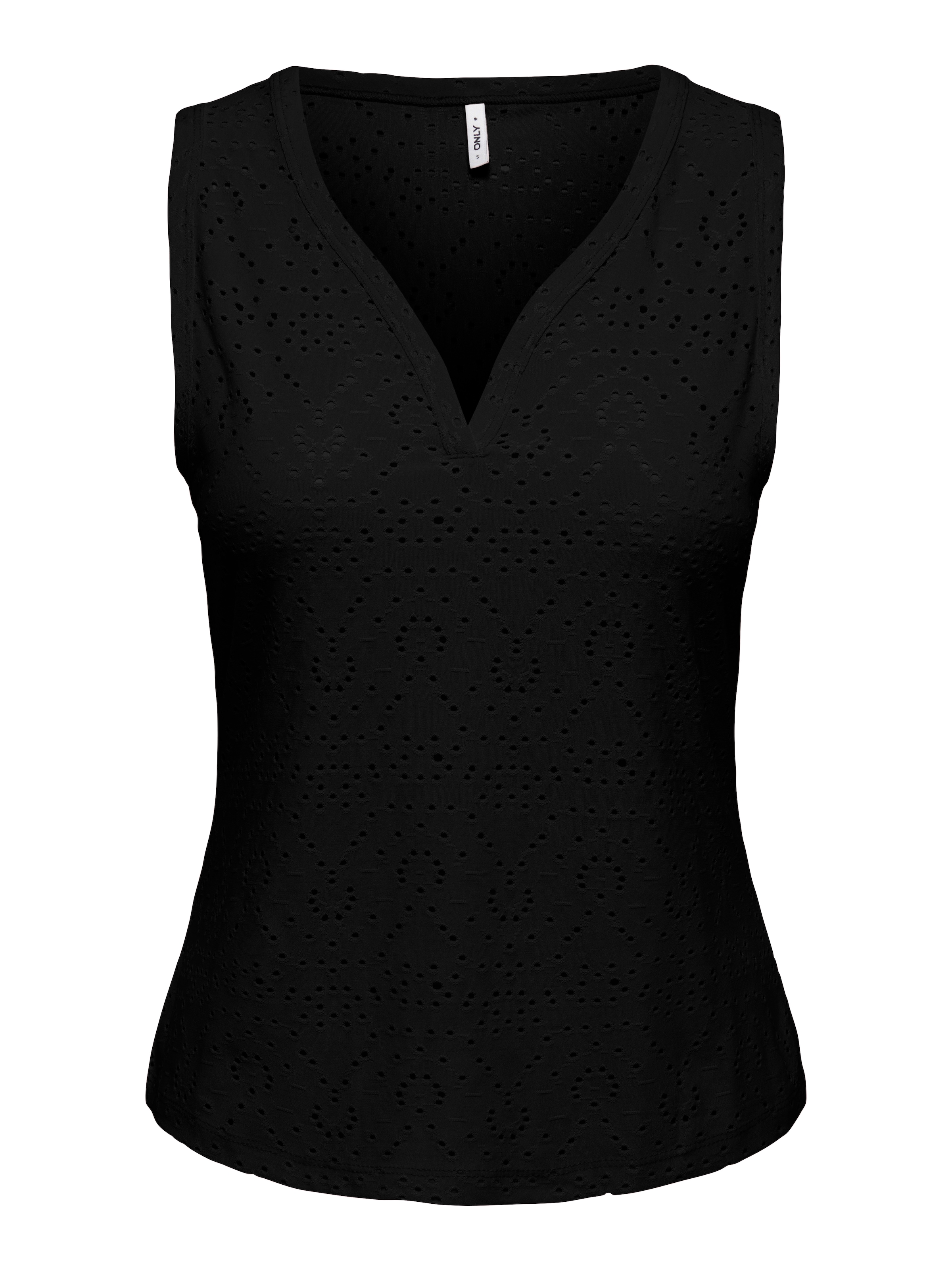 ONLY Spitzentop »ONLSMILLA S/L V-NECK TOP JRS« Materialmix, regular fit, V-Ausschnitt