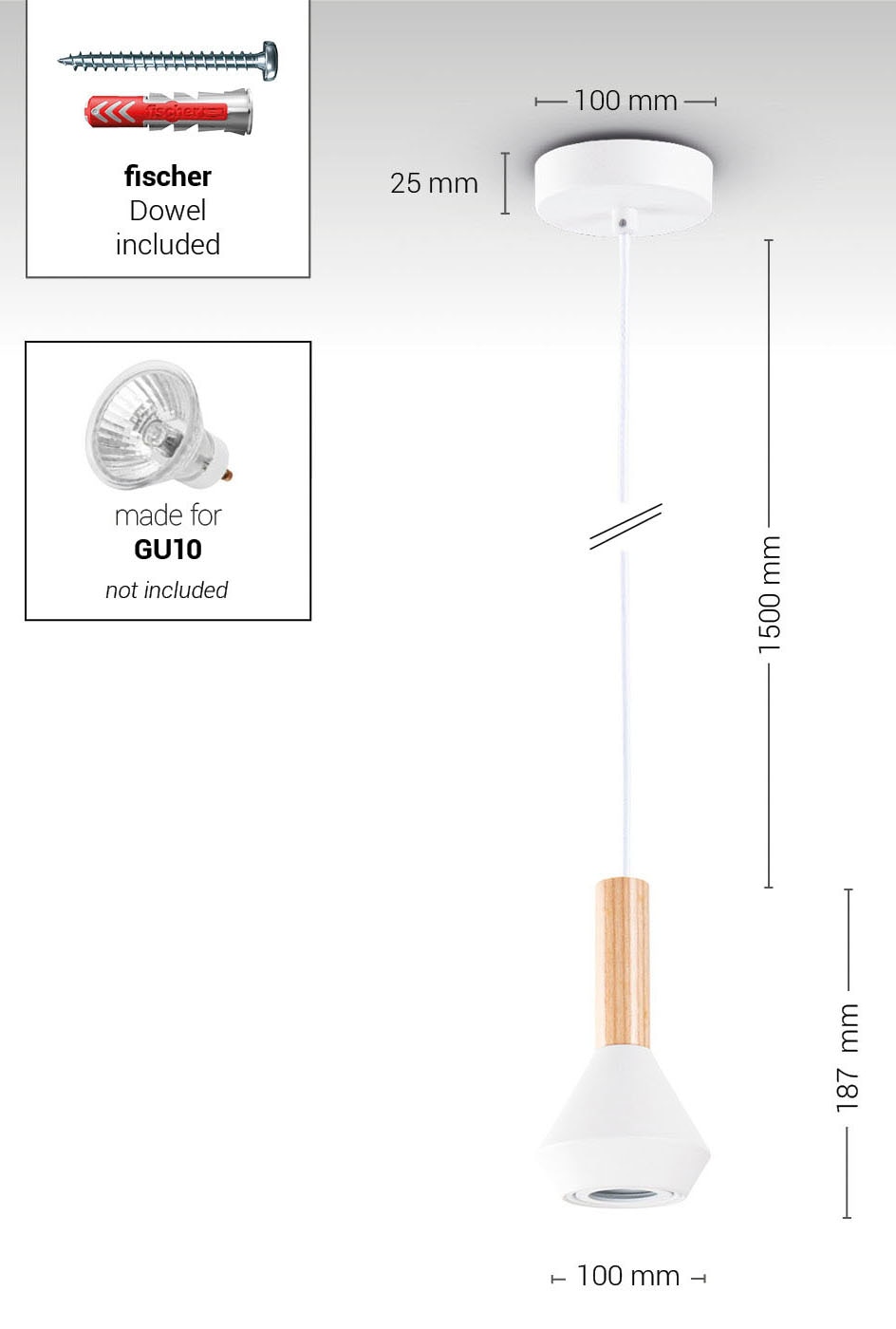 Paco Home Pendelleuchte »MORA«, Leuchtmittel GU10 | ohne Leuchtmittel, Wohnzimmer Esszimmer Klein Modern Holz Metall GU10 Küchenlampe