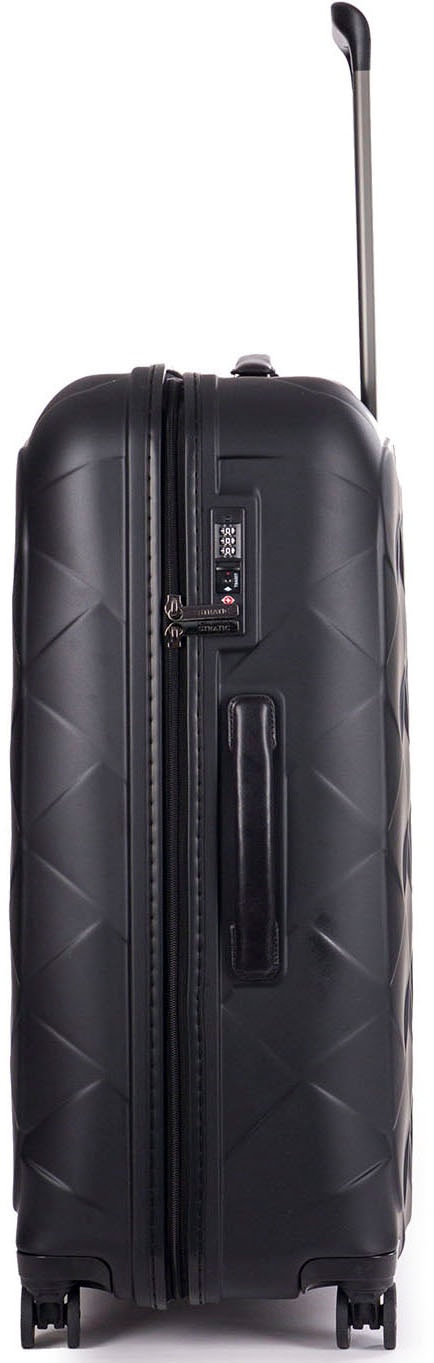 Stratic Hartschalen-Trolley »Leather&More L, matt black«, 4 Rollen, Reisekoffer großer Koffer Aufgabegepäck TSA-Zahlenschloss