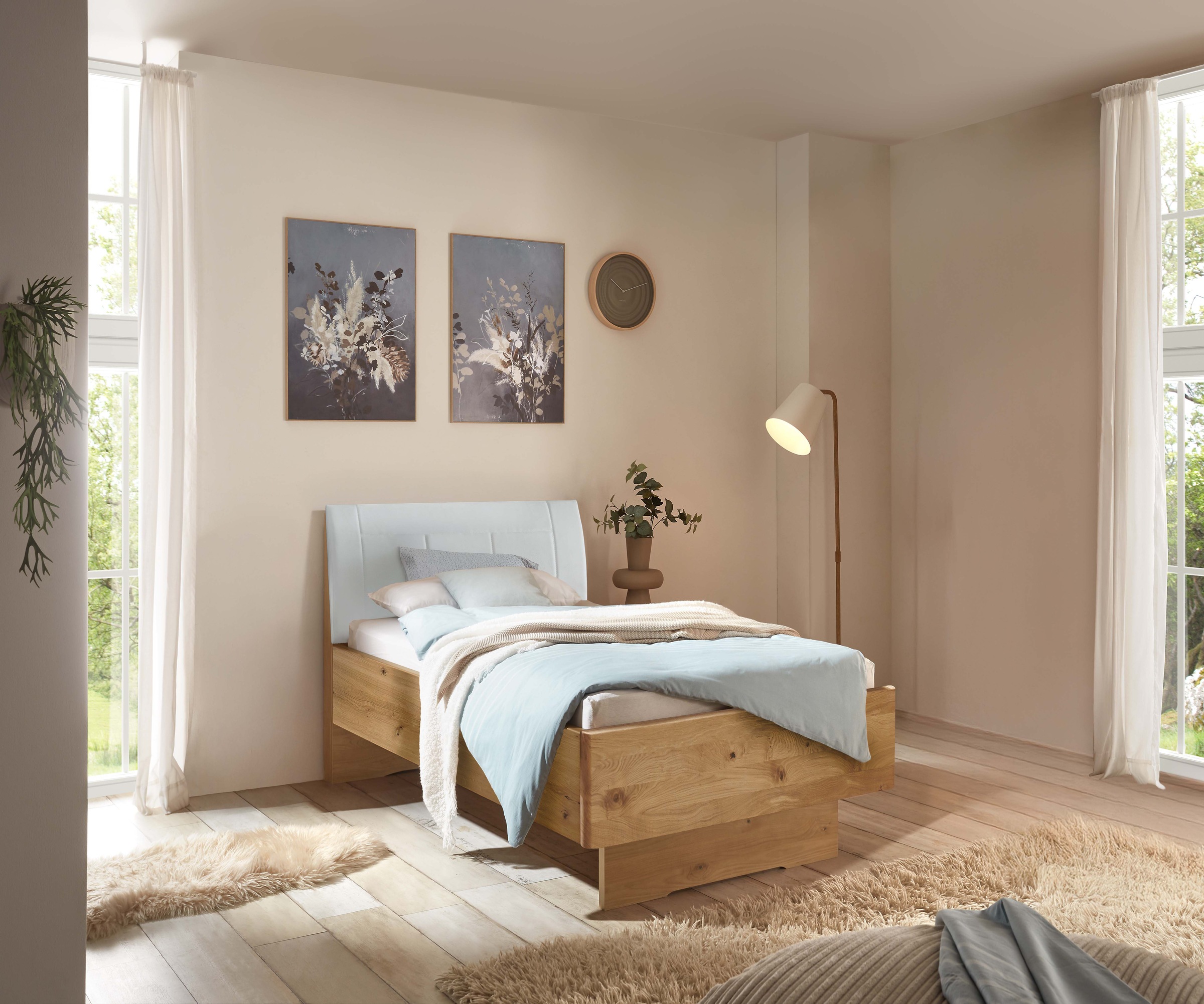 WIEMANN Holzbett »Cardiff, Bettgestell, Bettrahmen, teilmassiv, mit Polster günstig online kaufen