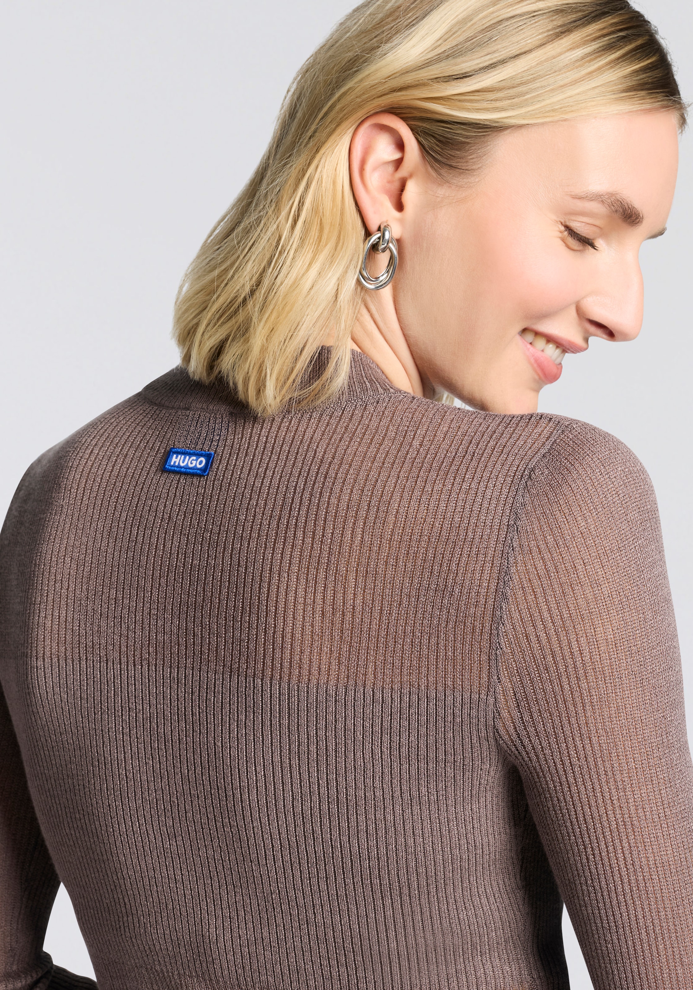 HUGO Blue Stehkragenpullover »Slumy« mit Bandeau-Effekt, Slim Fit