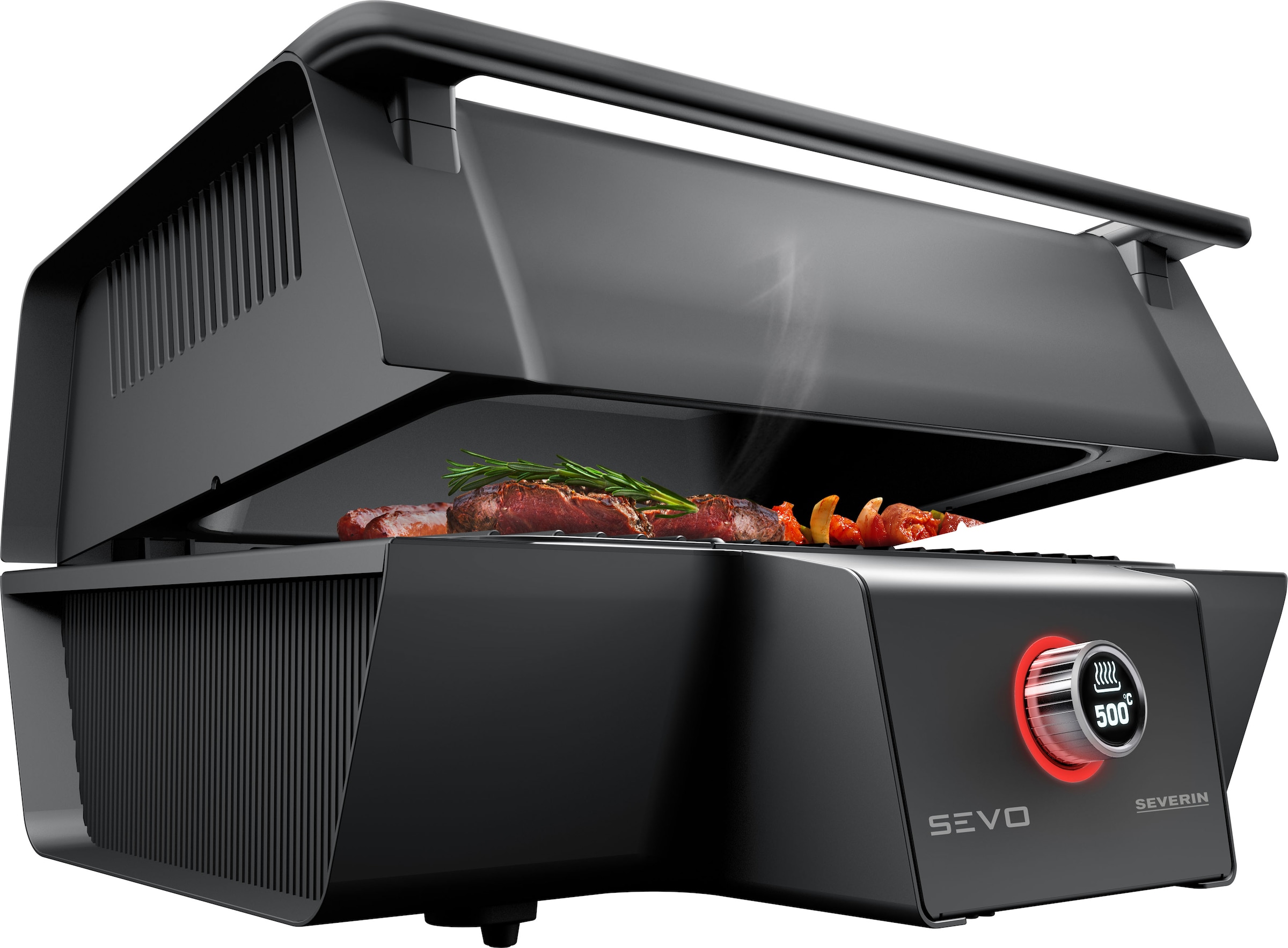 SEVERIN Tischgrill »SEVO GT PG 8106« 3000 W BoostZone - 500°C für perfekte Brandings, integrierten Kernthermometer schwarz Mit integriertem Timer