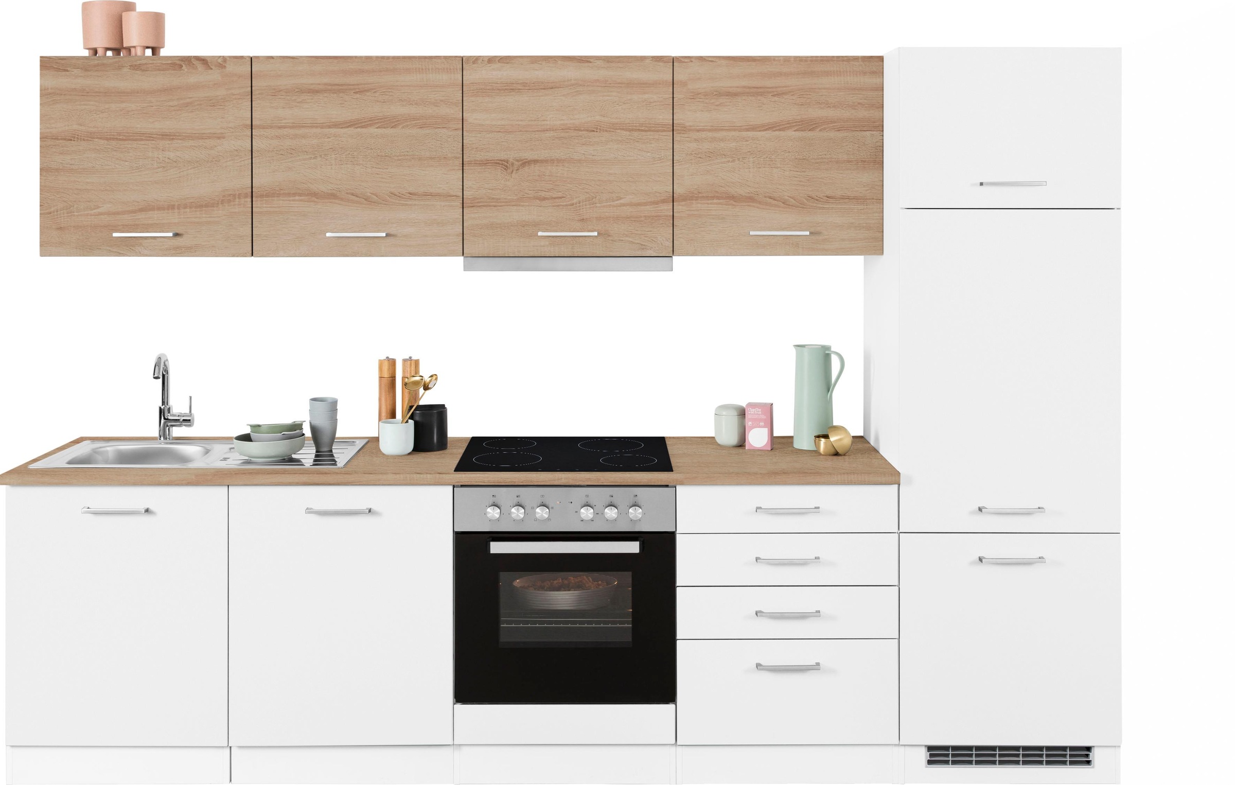 KOCHSTATION Küchenzeile »KS-Visby«, mit E-Geräten, Breite 300 cm inkl. Kühl günstig online kaufen