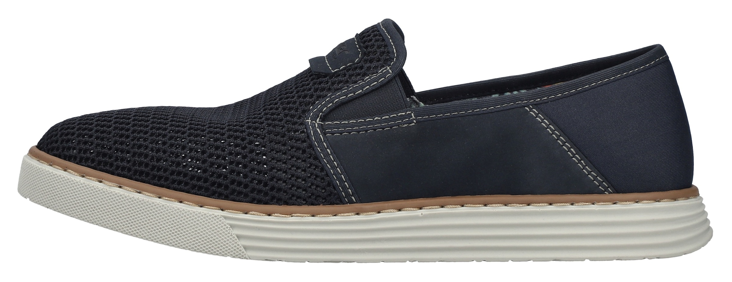 Rieker Slipper, Espadrilles, Sommerschuh mit kontrastfarbenen Ziernähten