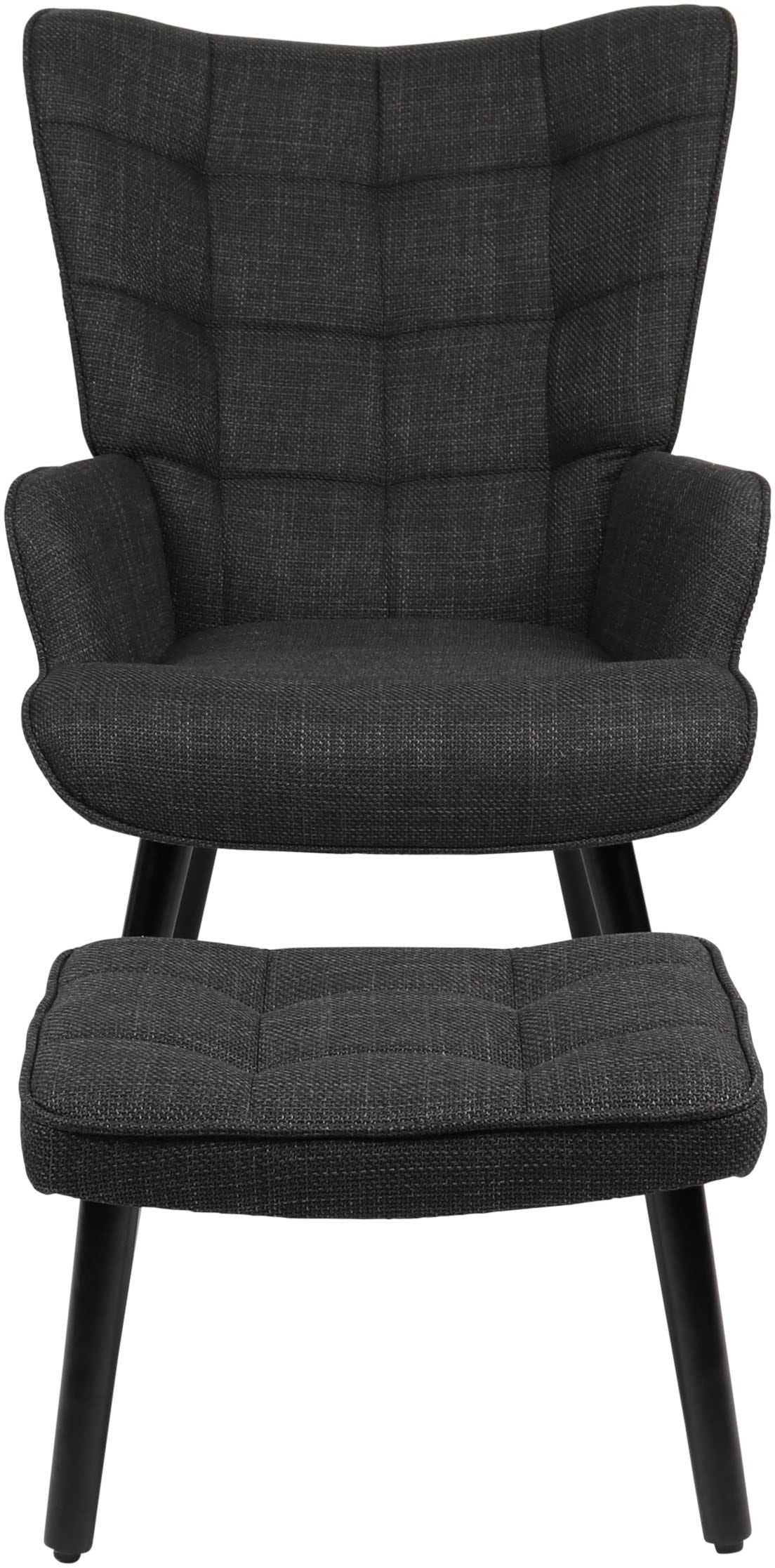 HELA Loungesessel »PAROS«, (Set, 2 St., Sessel mit Hocker), Sessel mit Hocker;Loungesessel;4-Fuß Massiv;Webstoff;Armlehnen