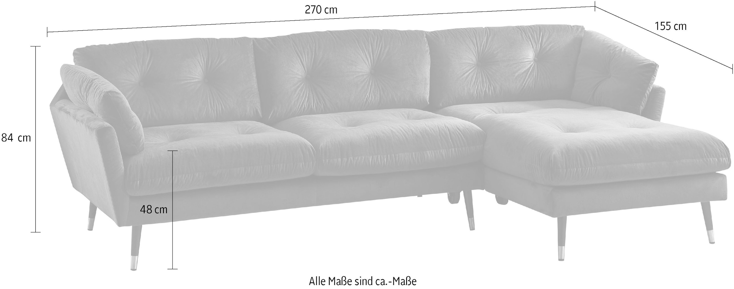 Trends by HG Ecksofa »Japan L-Form«, mit Fuß in Holz-Metallkombination, Rec günstig online kaufen